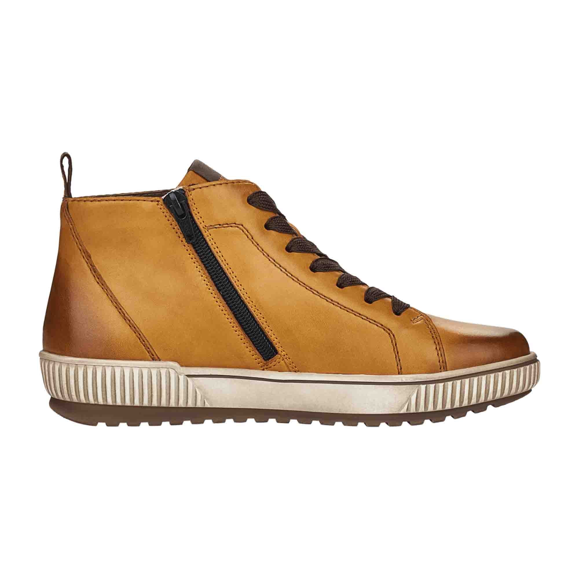 Remonte Yellow Women's Casual Leather Boots with Warm Lining and Easy Zip Closure