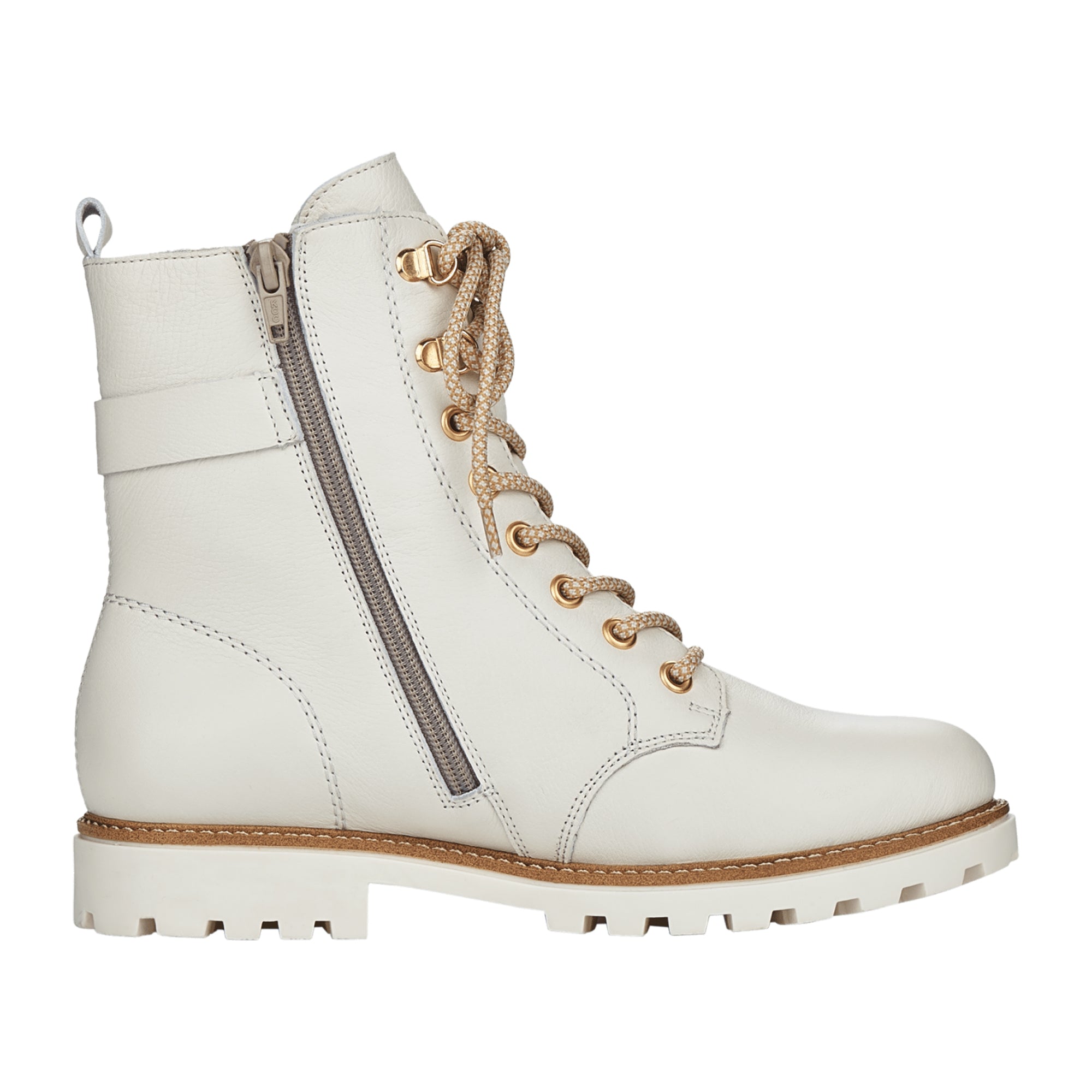 Remonte Women's White Ankle Boots with Zip Lace Combo and Wool Lining