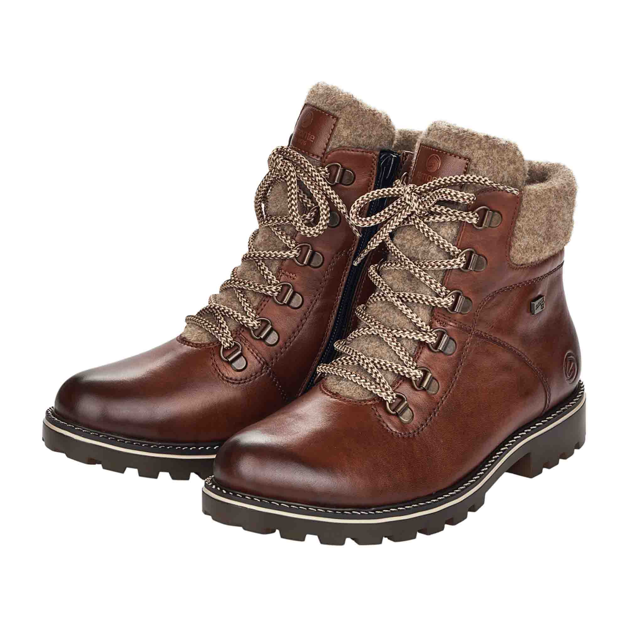 Remonte Women's Brown Winter Boots Warm Wool Lining Non-Slip Sole - Bartel-Shop