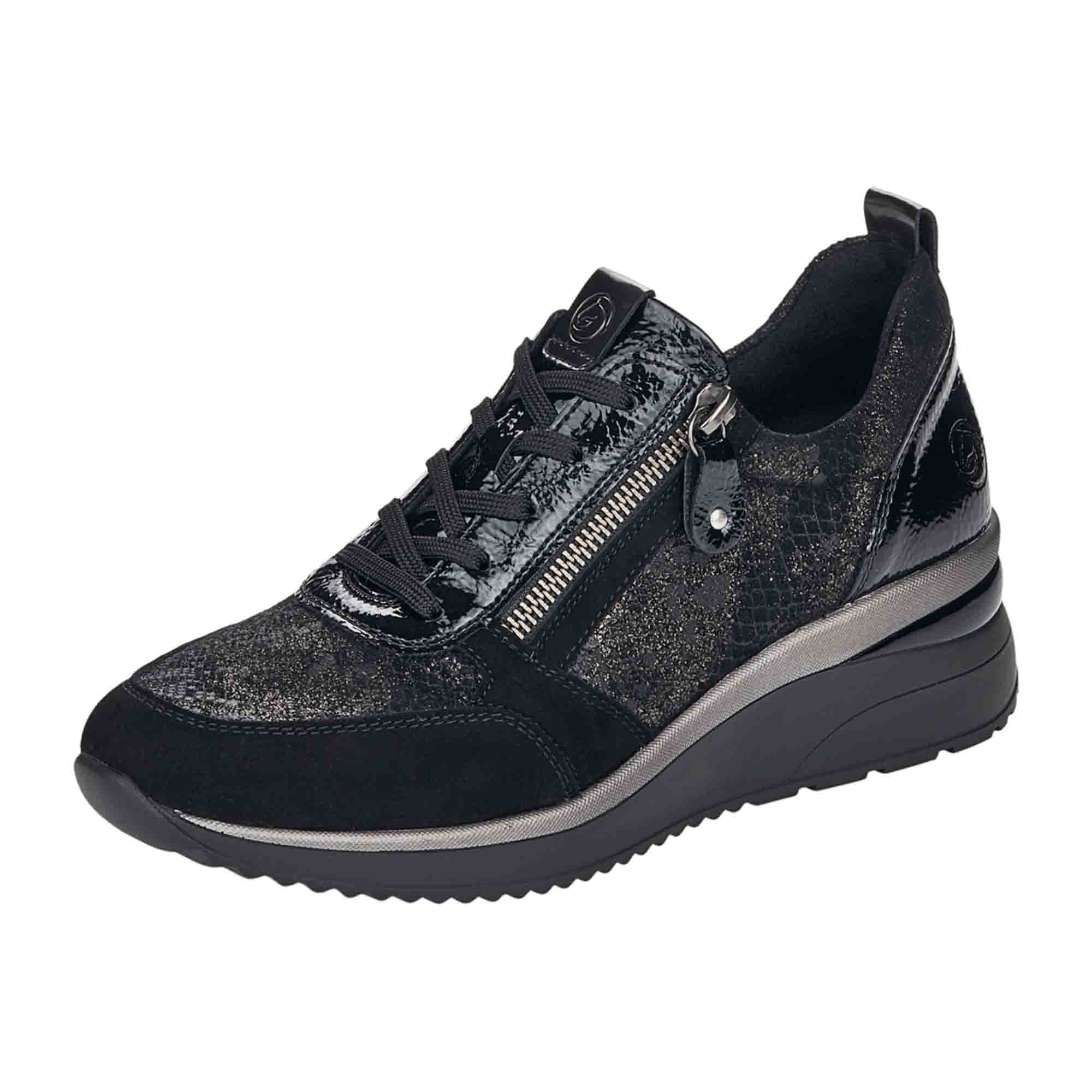 Remonte Comfort Lace-Up Shoes Extra Wide for Women Black Suede Stretch Inserts