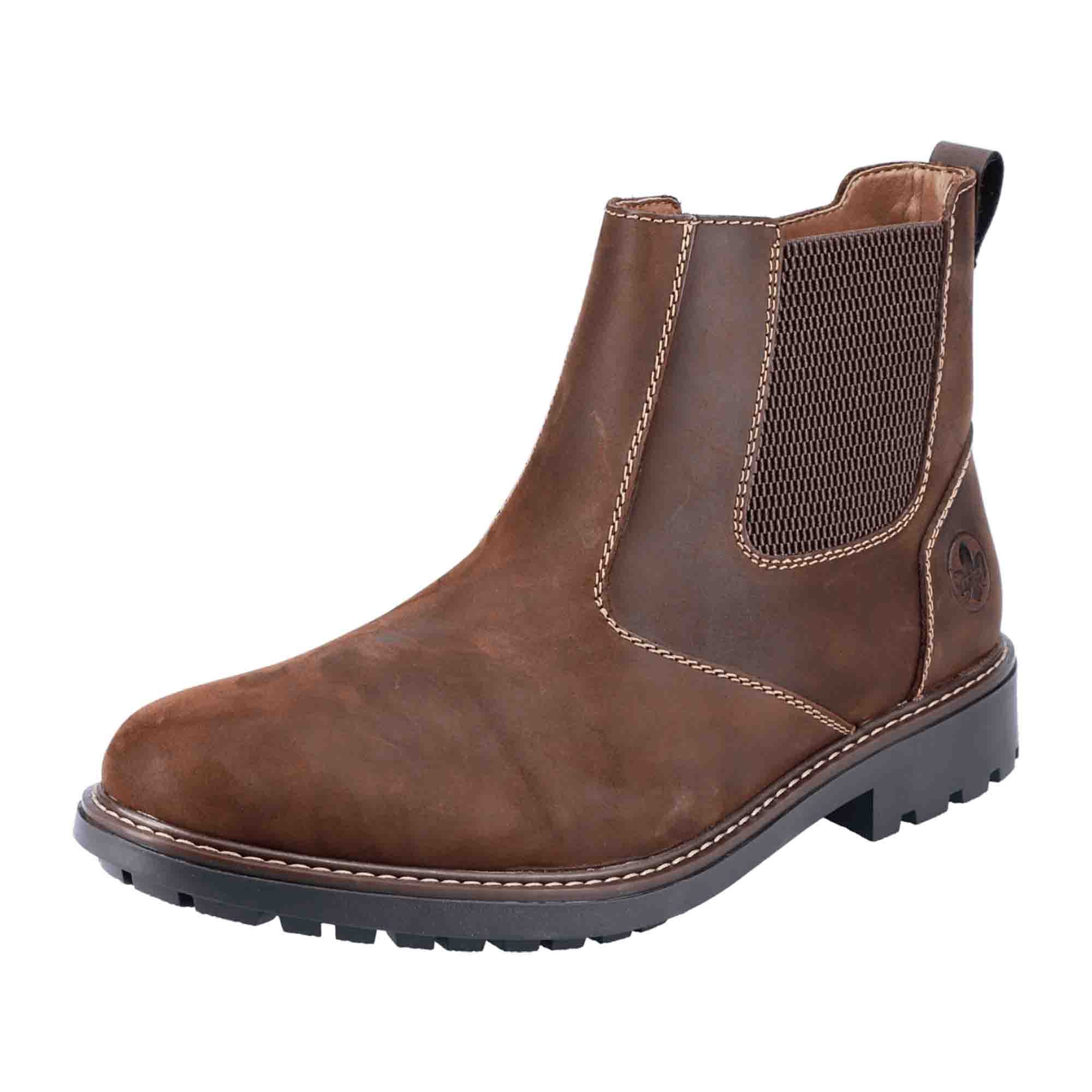 Rieker Men's Brown Slip-On Boots with Warm Lining and Zipper for Winter