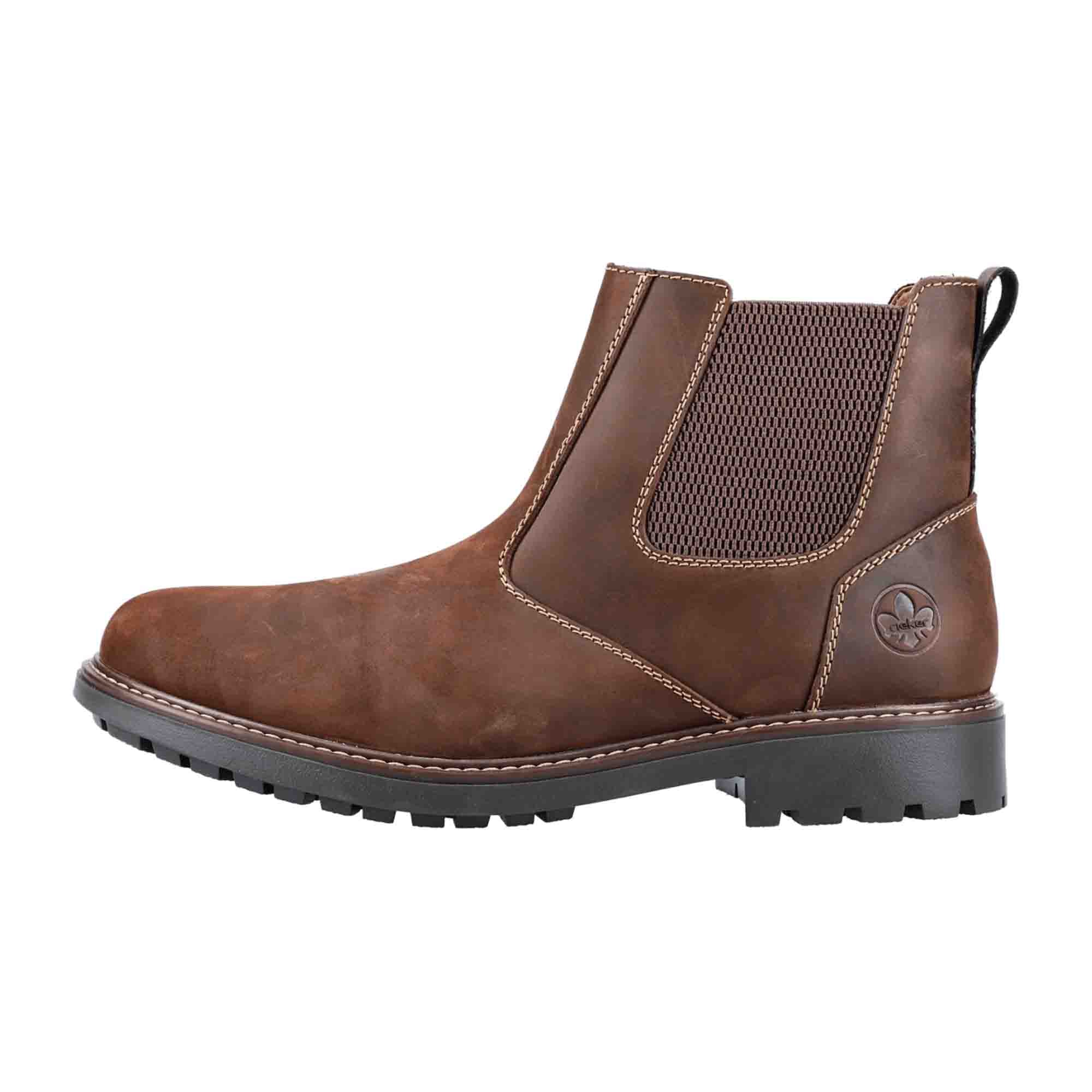 Rieker Men's Brown Slip-On Boots with Warm Lining and Zipper for Winter