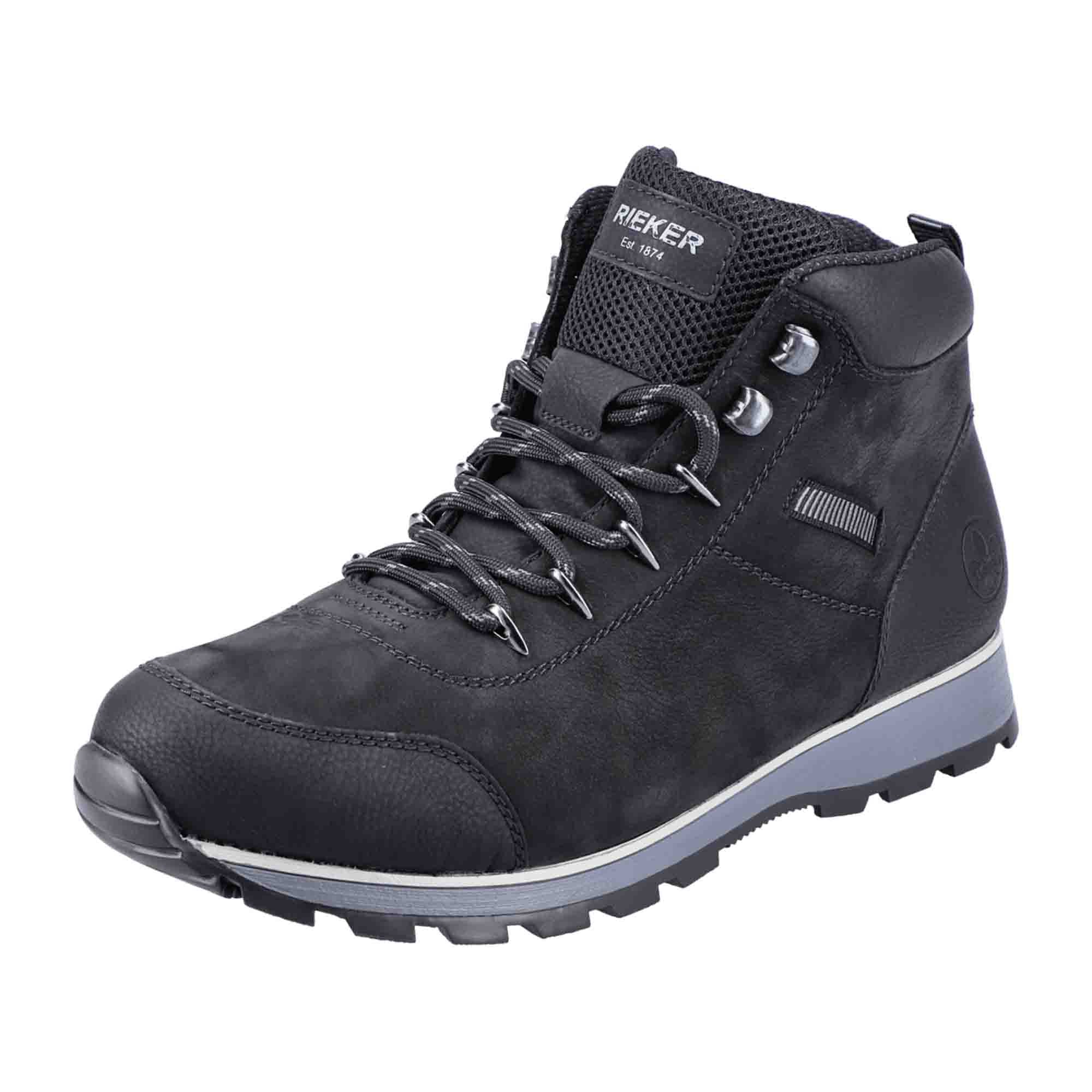 Rieker Men's Brown Ankle Boots with Zip and Lace Up, Comfortable and Durable