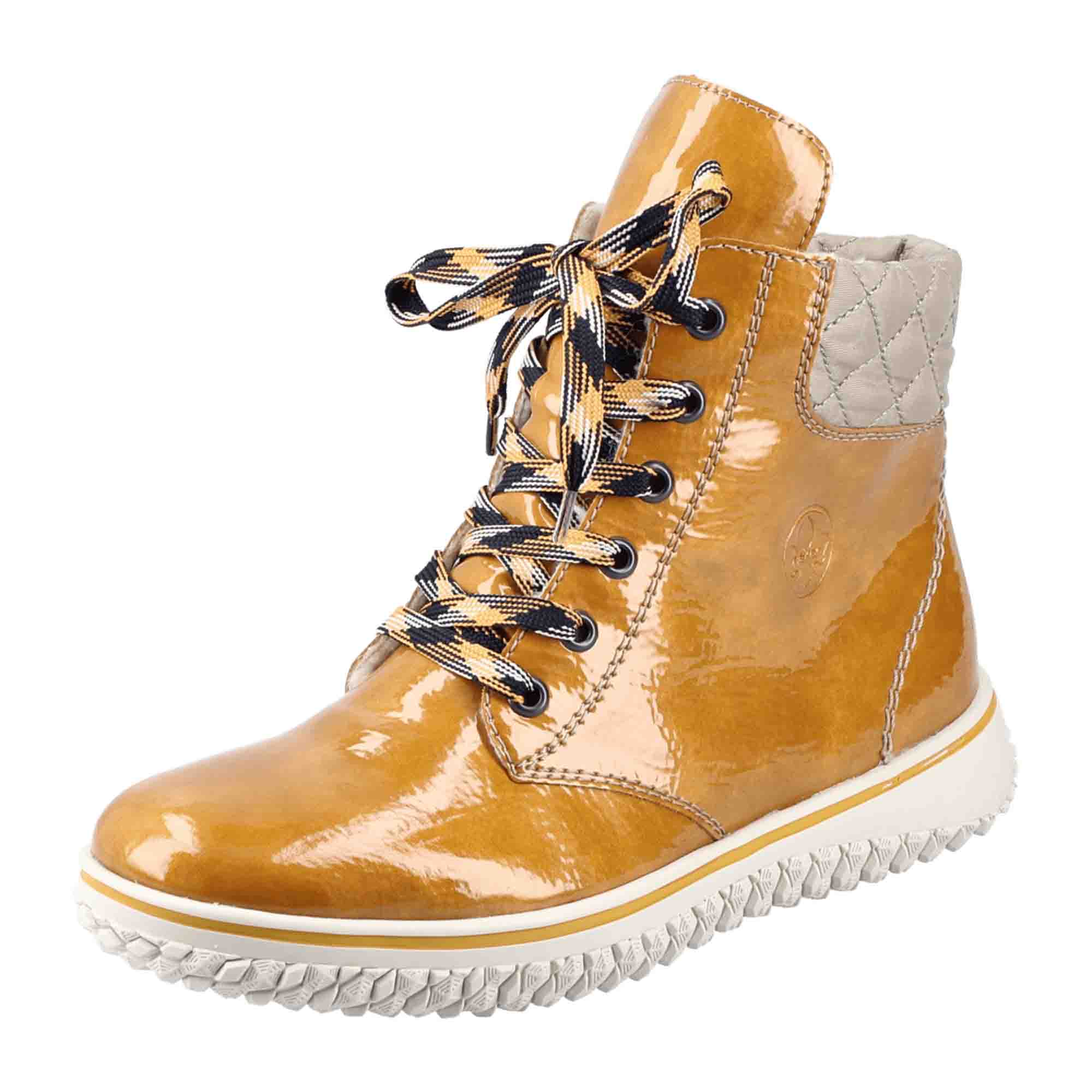 Rieker Women's Yellow Lace-Up Ankle Boots with Warm Lining Synthetic Leather