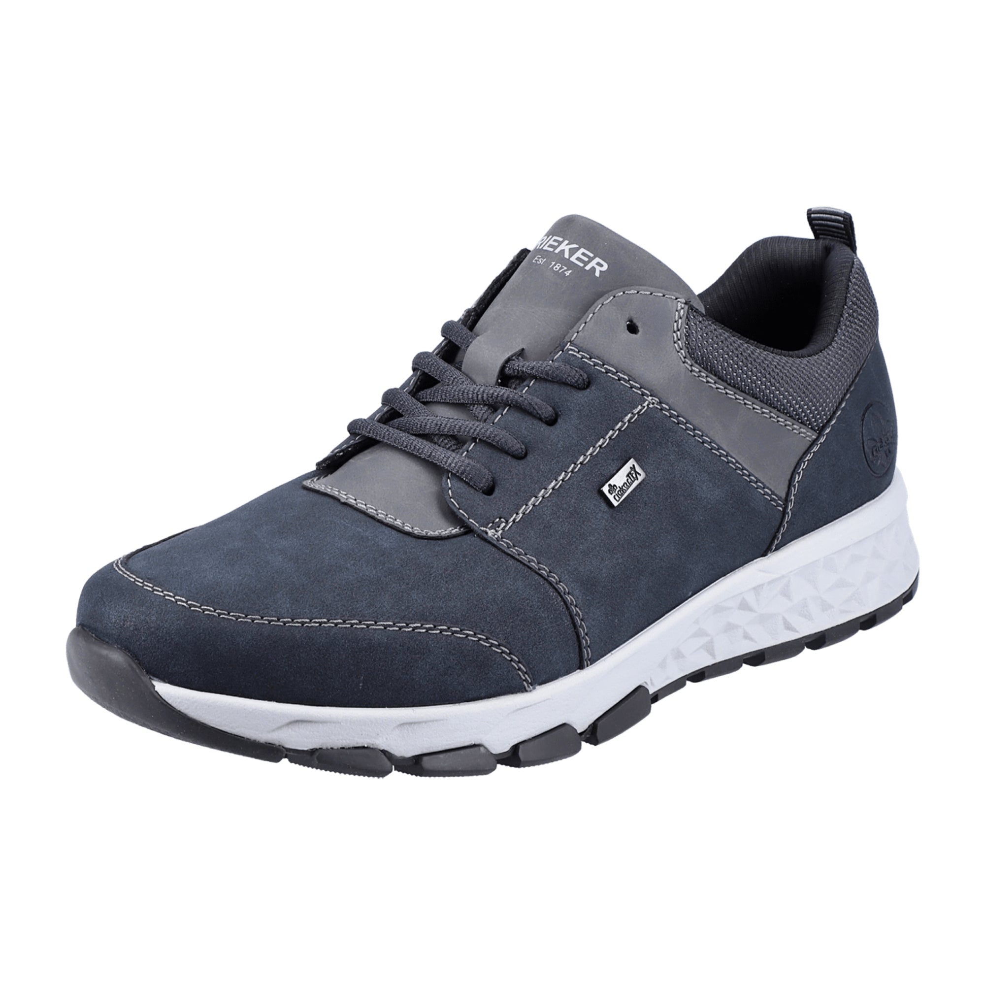 Rieker B6731-14 Men's Blue Ankle-High Sneakers with Laces and Flat Heel