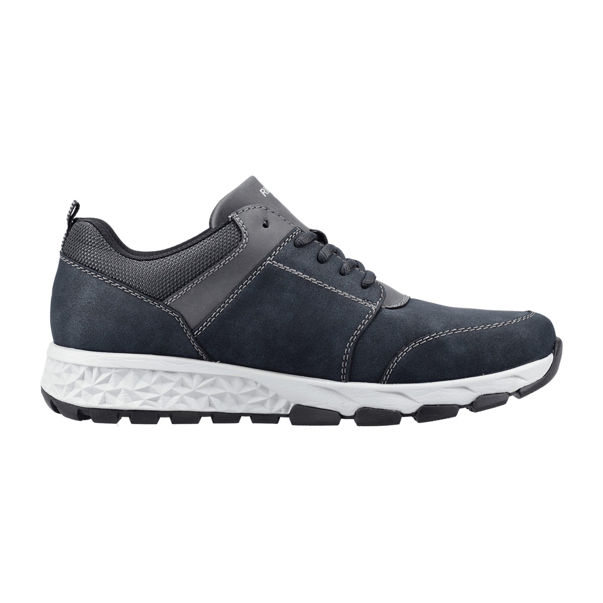 Rieker B6731-14 Men's Blue Ankle-High Sneakers with Laces and Flat Heel