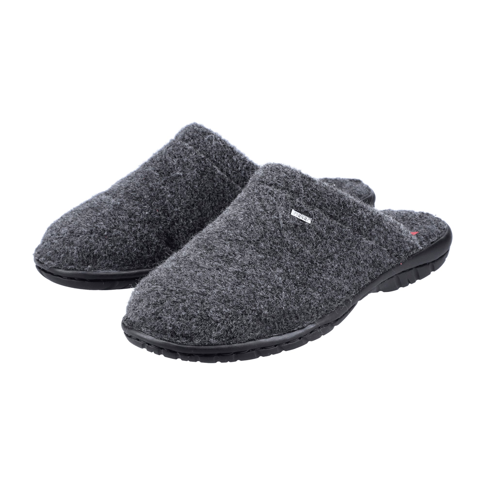 Rieker Anthracite Warm Lined Slip-On Shoes for Fall Winter Comfortable Gray Shoes - Bartel-Shop
