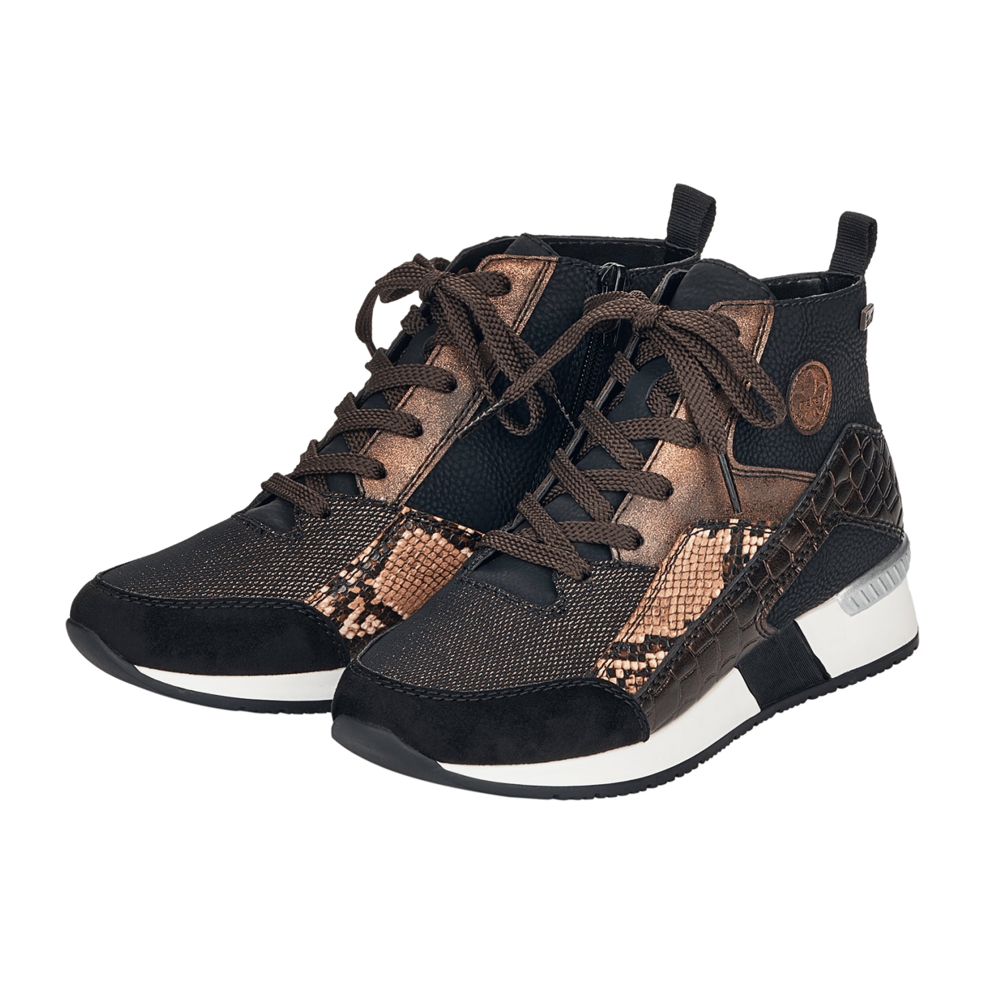 Rieker N7610 Women's Black Sneakers Lace-Up Flat Narrow to Normal Fit