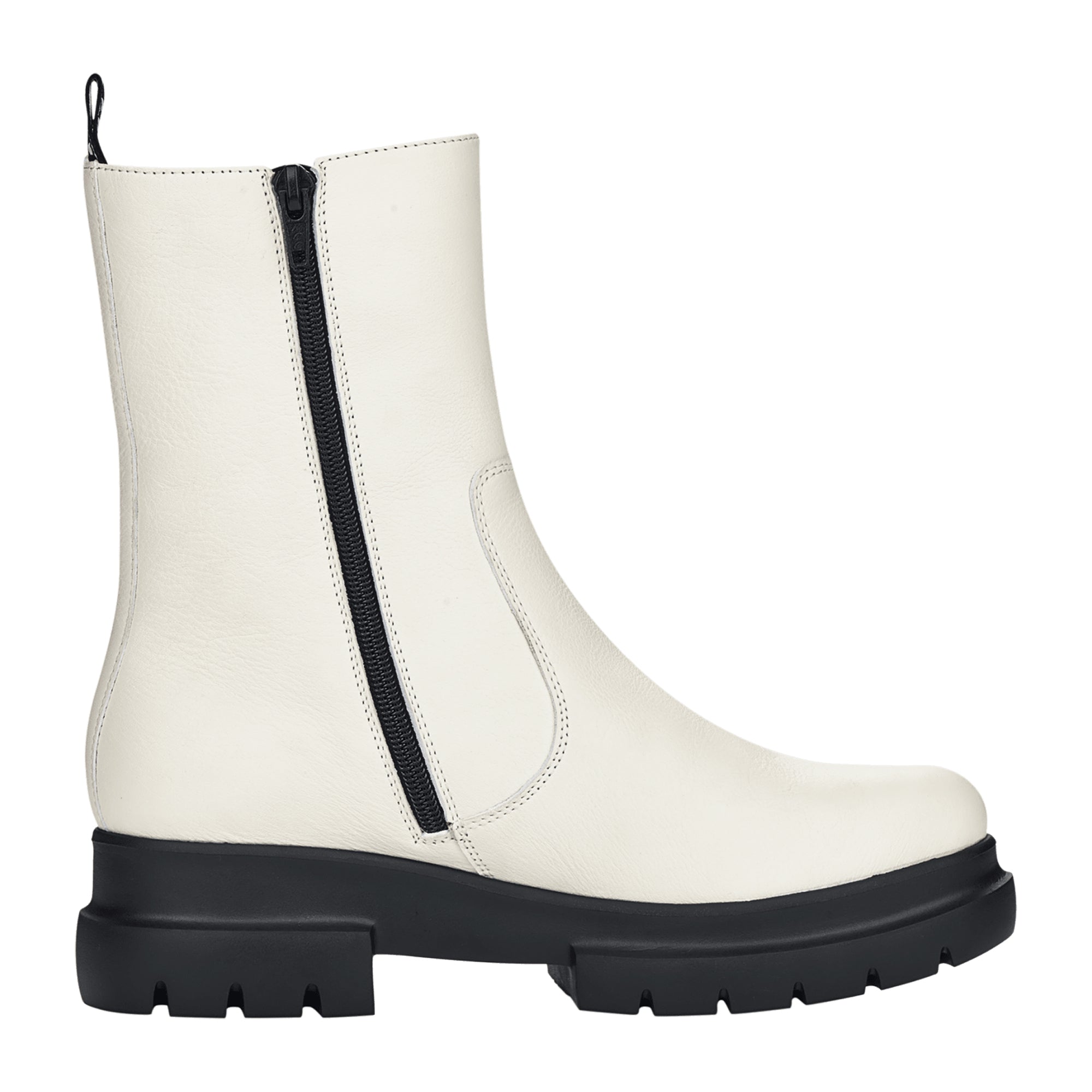 White Remonte Women's Leather Boots with Removable Insole and Block Heel
