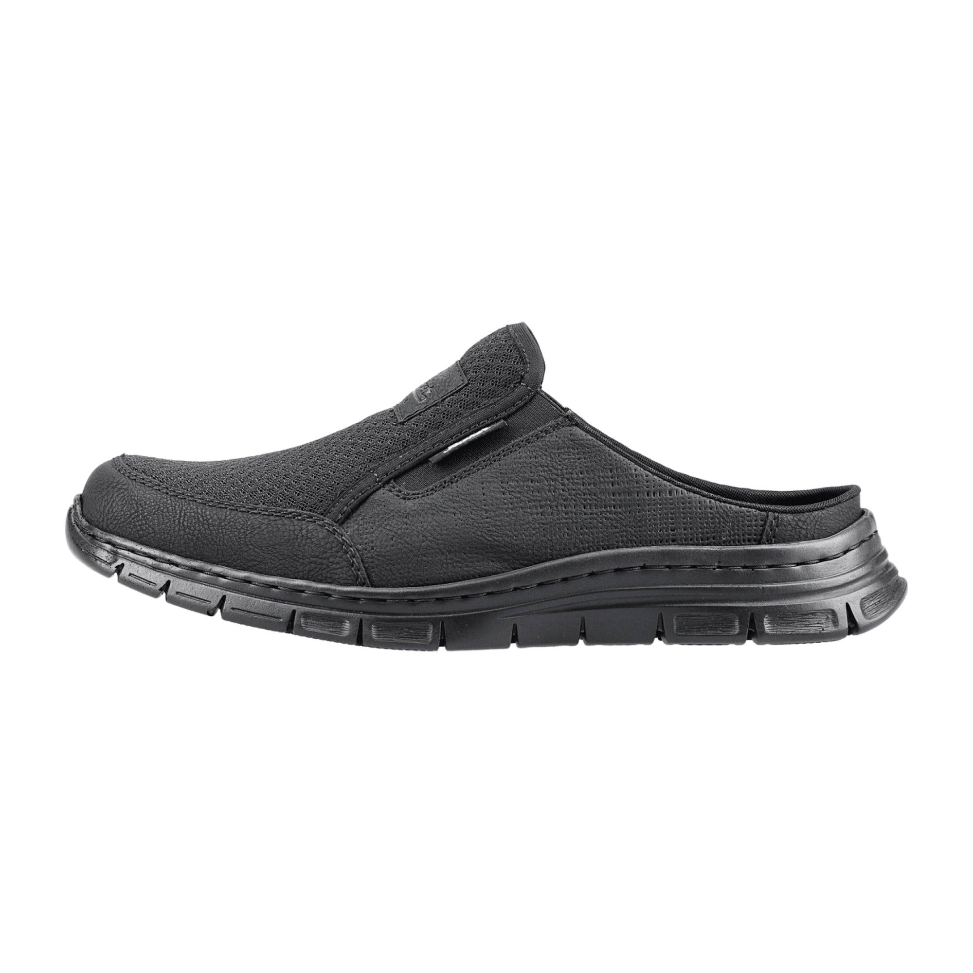 Rieker Men's Derby Clogs in Black with Shock Absorbing Sole for Comfort