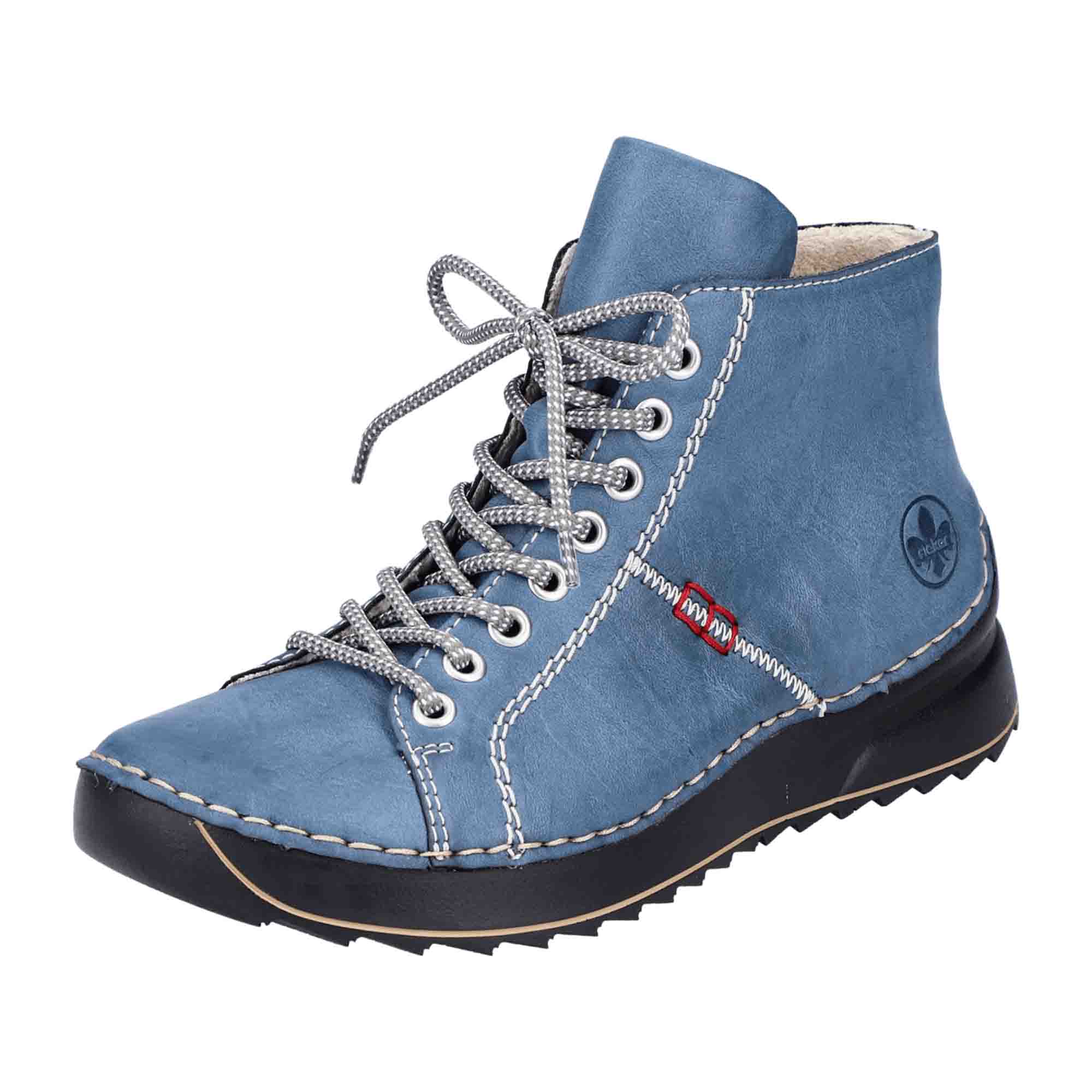 Rieker Women's Blue Ankle Boots with Laces and Zipper Comfort Sole - Bartel-Shop