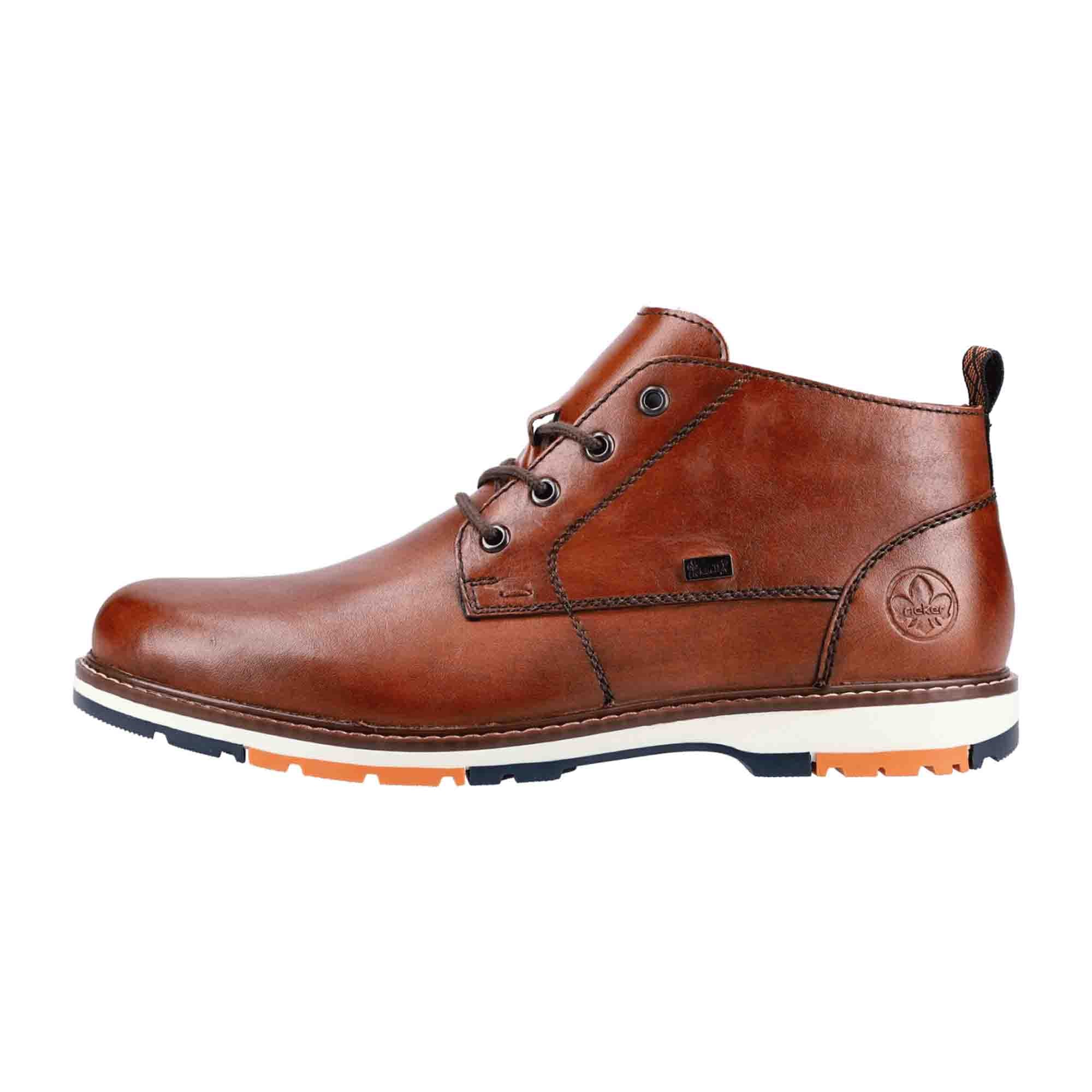 Rieker Men's Brown Lace-Up Ankle Boots with Lambswool Lining and RiekerTex Technology
