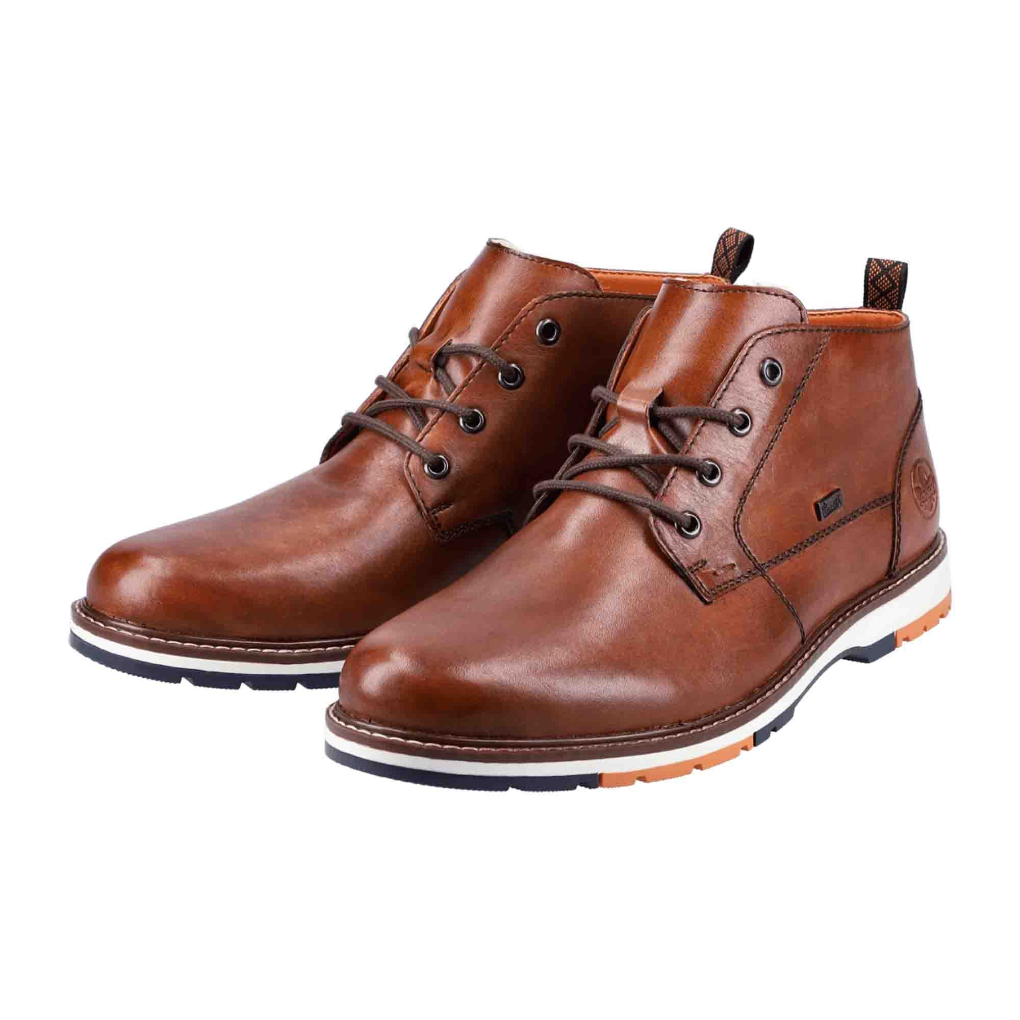 Rieker Men's Brown Lace-Up Ankle Boots with Lambswool Lining and RiekerTex Technology