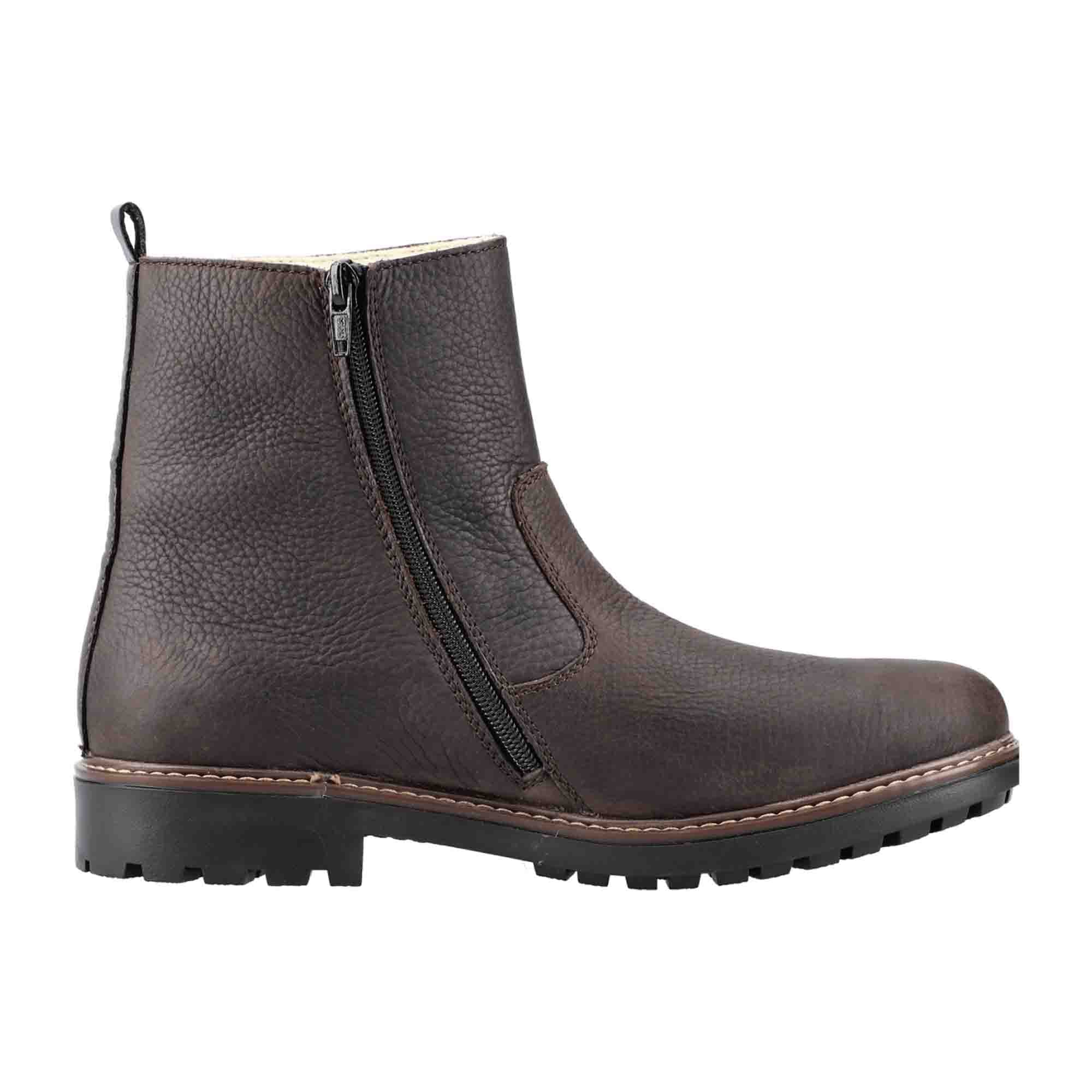 Rieker Men's Dark Brown Boots with Block Heel and Warm Lining for Fall/Winter