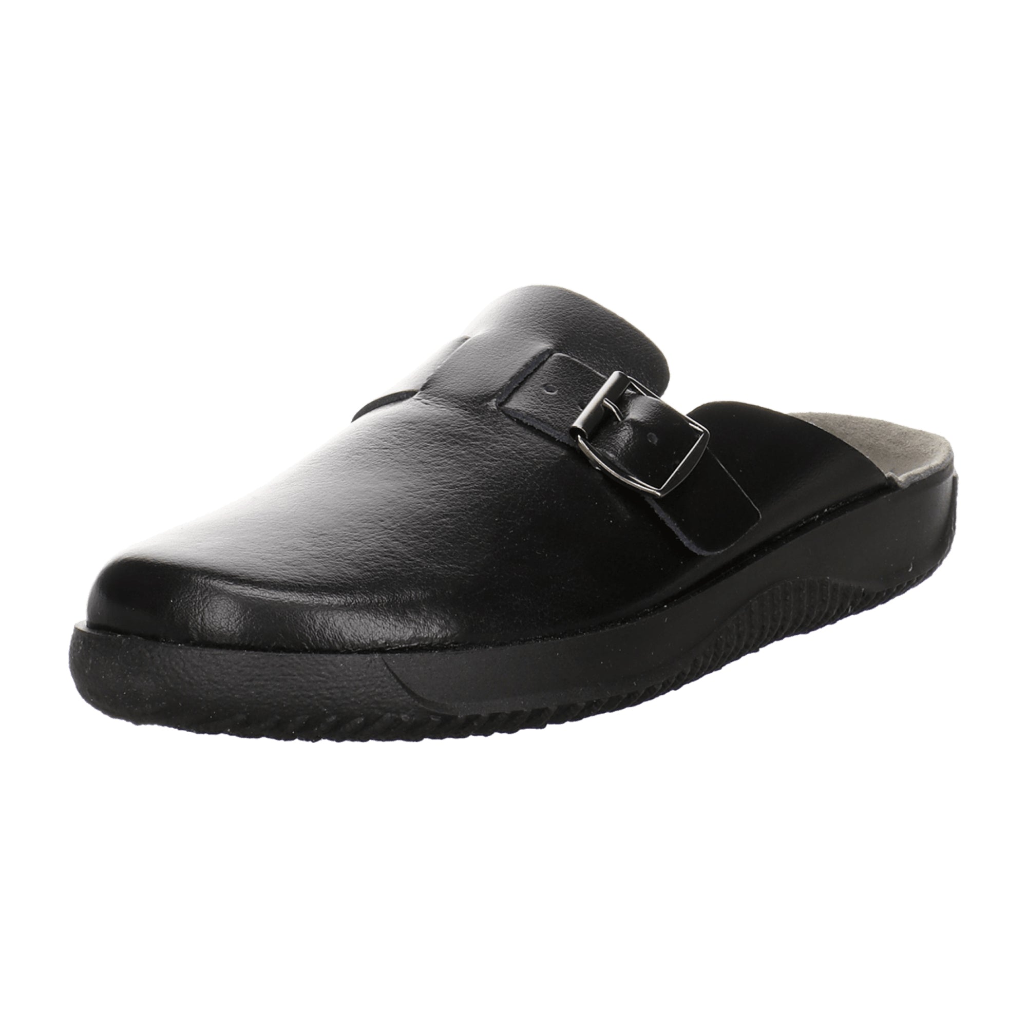 Rohde Men's Black Leather Clogs with Textile Lining and Flat Heel - Bartel-Shop