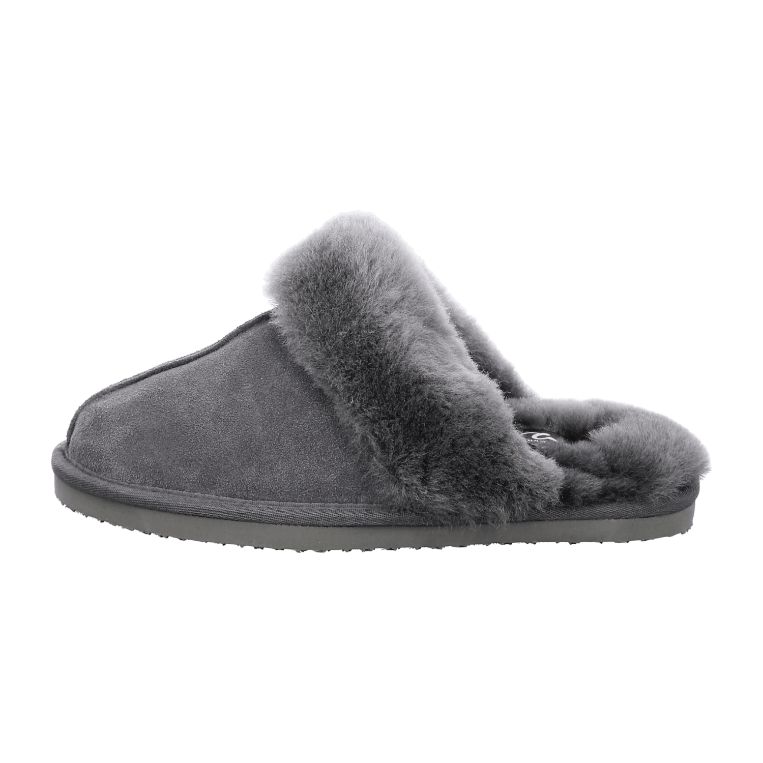 ARA Women's Lambswool Slippers in Grey with Fur Lining and Round Toe