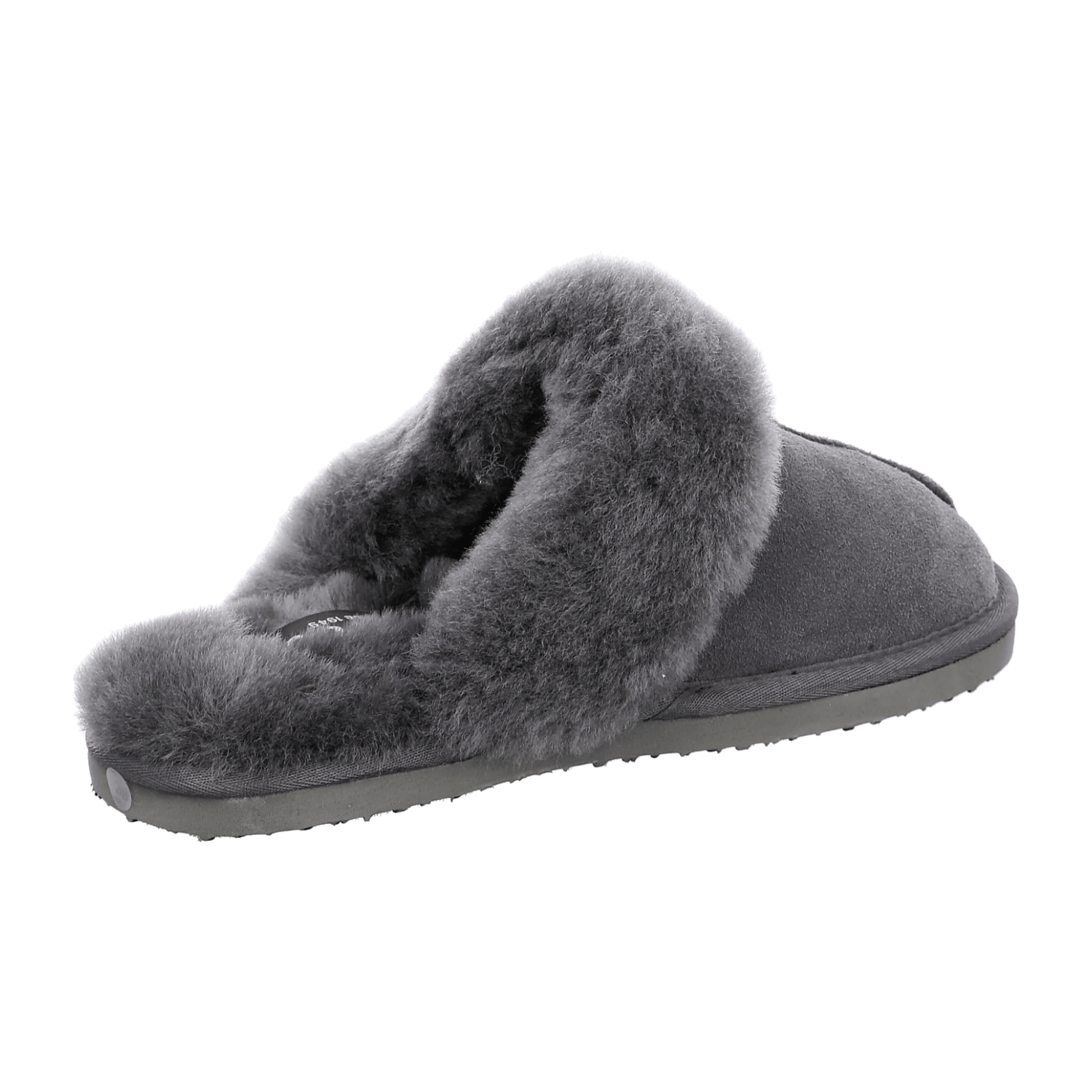 ARA Women's Lambswool Slippers in Grey with Fur Lining and Round Toe