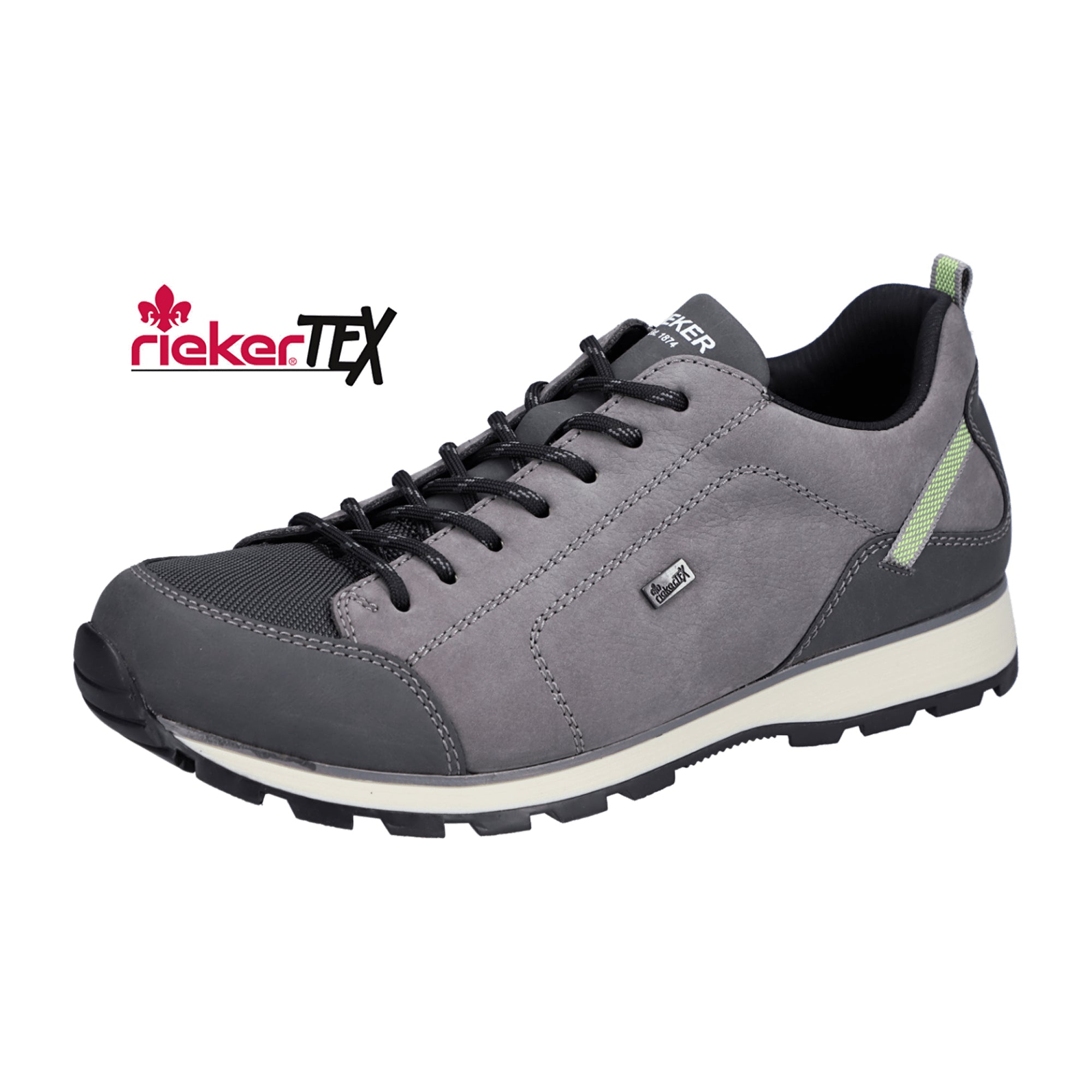 Rieker Men's Gray Lace-Up Shoes Nubuck Leather Waterproof Casual Sneakers