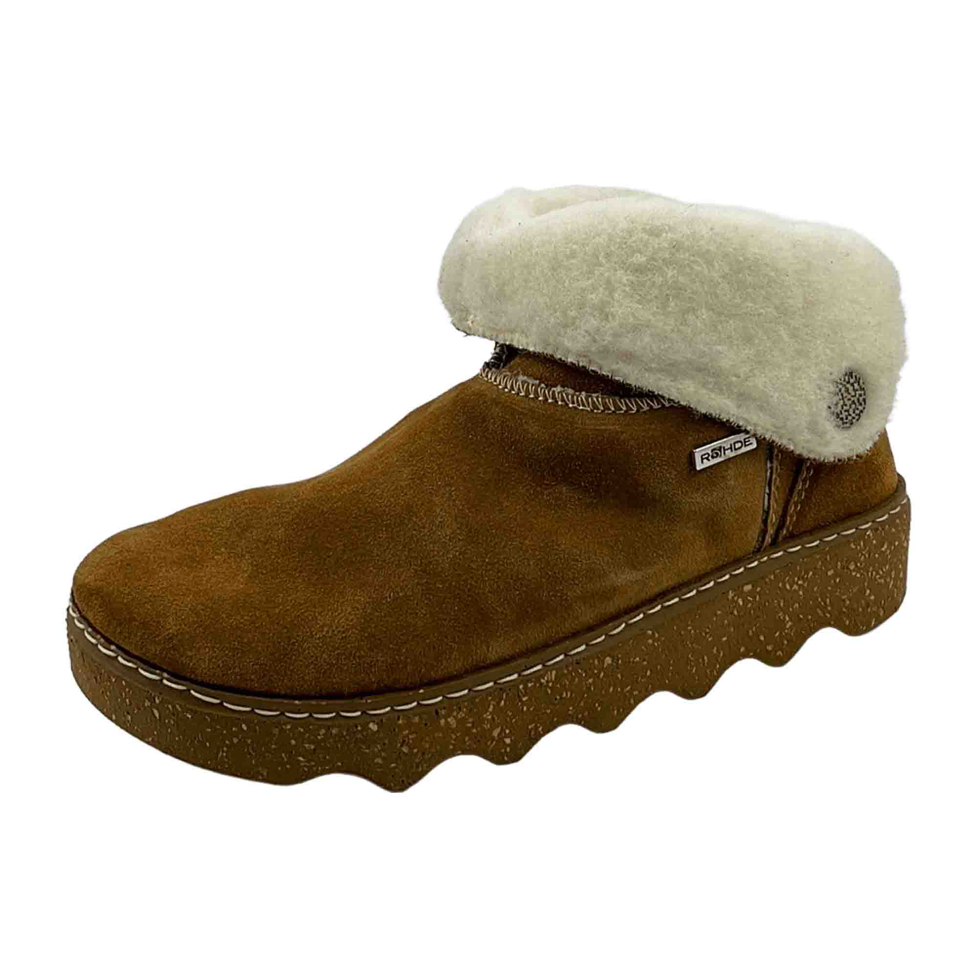Rohde 6128 Brown Women's Slip-On Shoes Leather Upper Textile Lining Winter