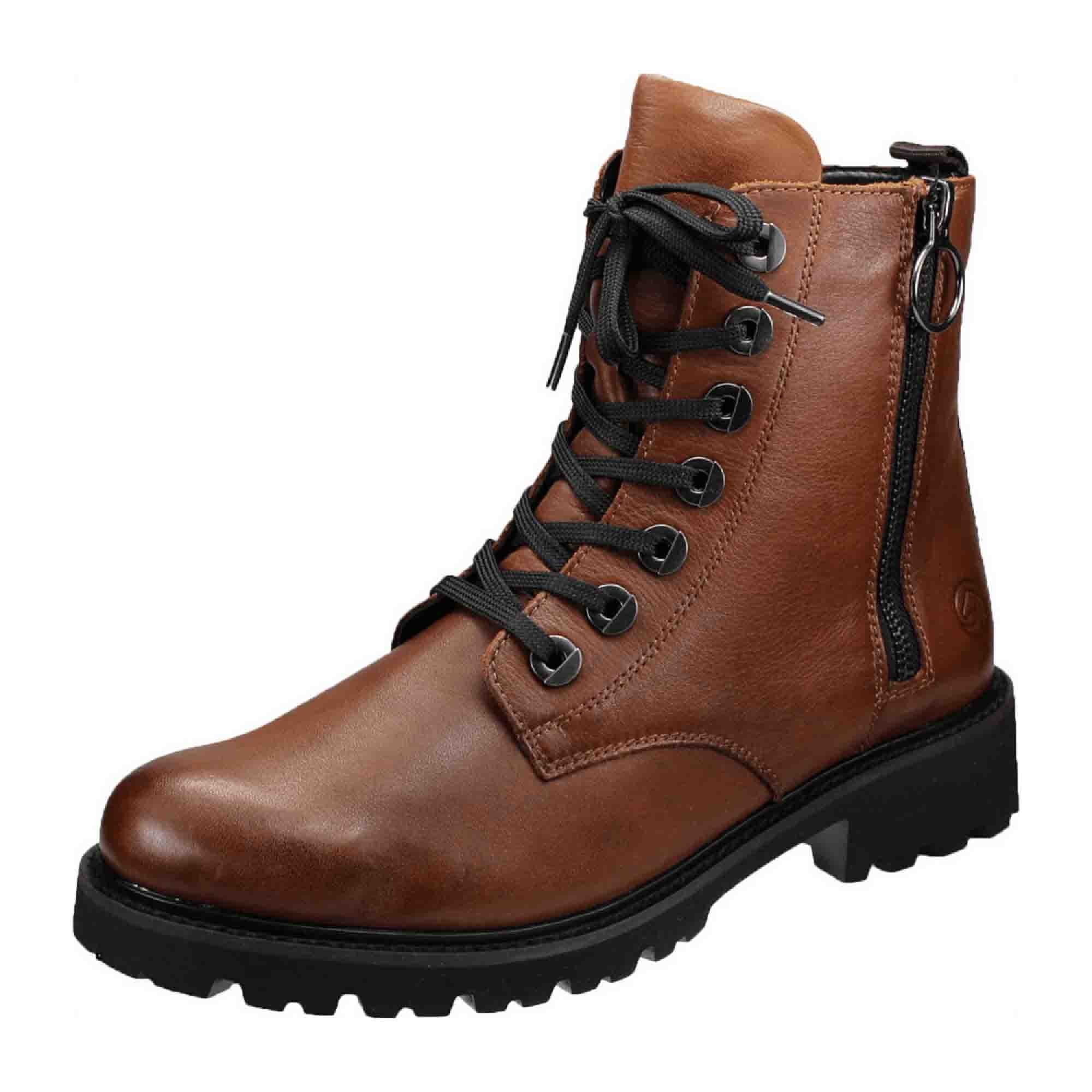Remonte Women's Brown Lace-Up Boots with Warm Lining and Side Zippers - Bartel-Shop