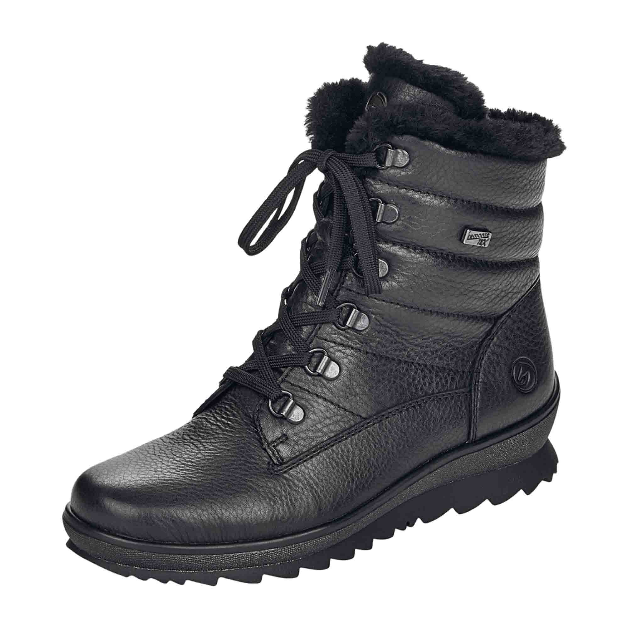 Remonte Women's Black Winter Boots, Suede Leather, Wool Lining, Waterproof - Bartel-Shop