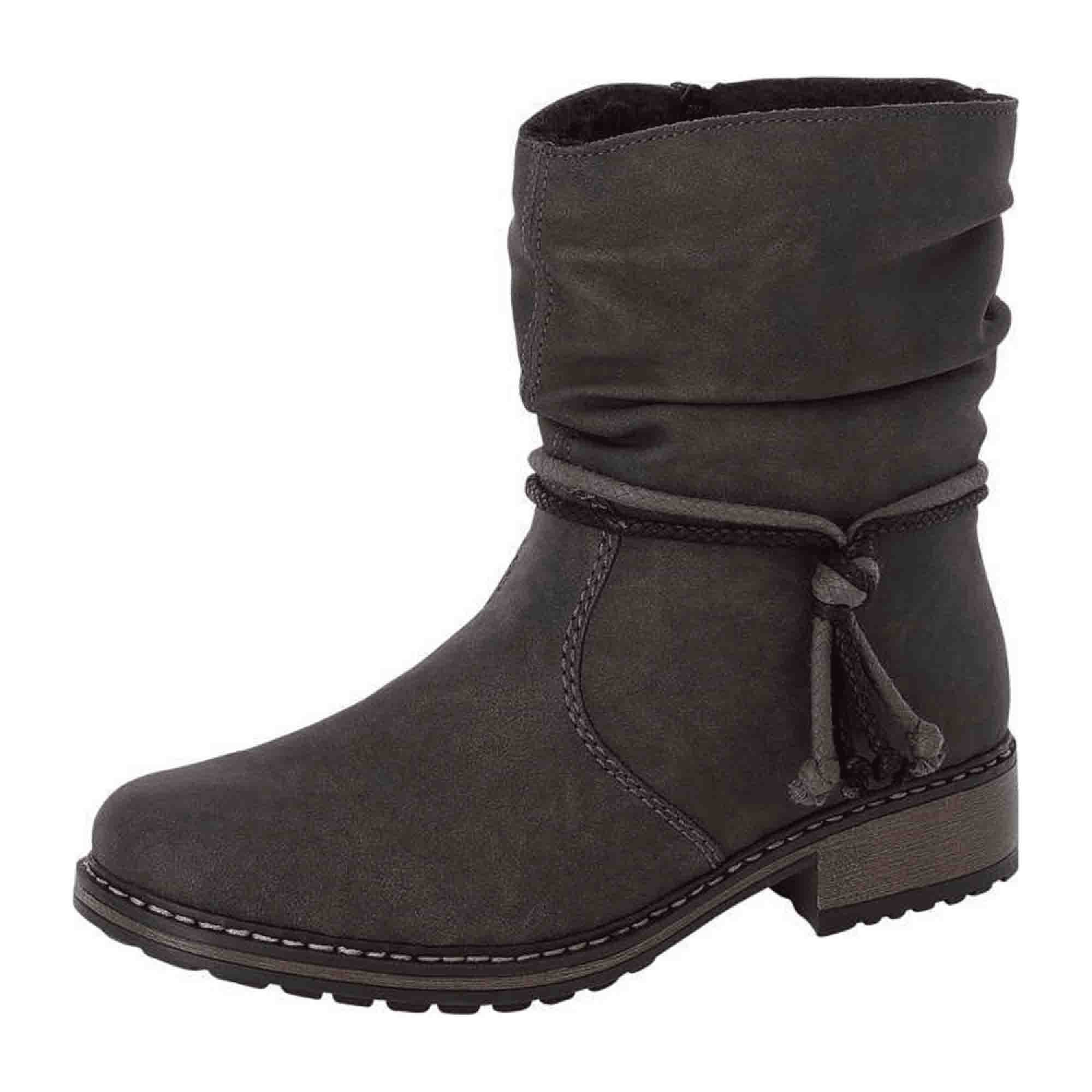 Rieker Women's Gray Ankle Boots with Warm Lining and Zip Closure