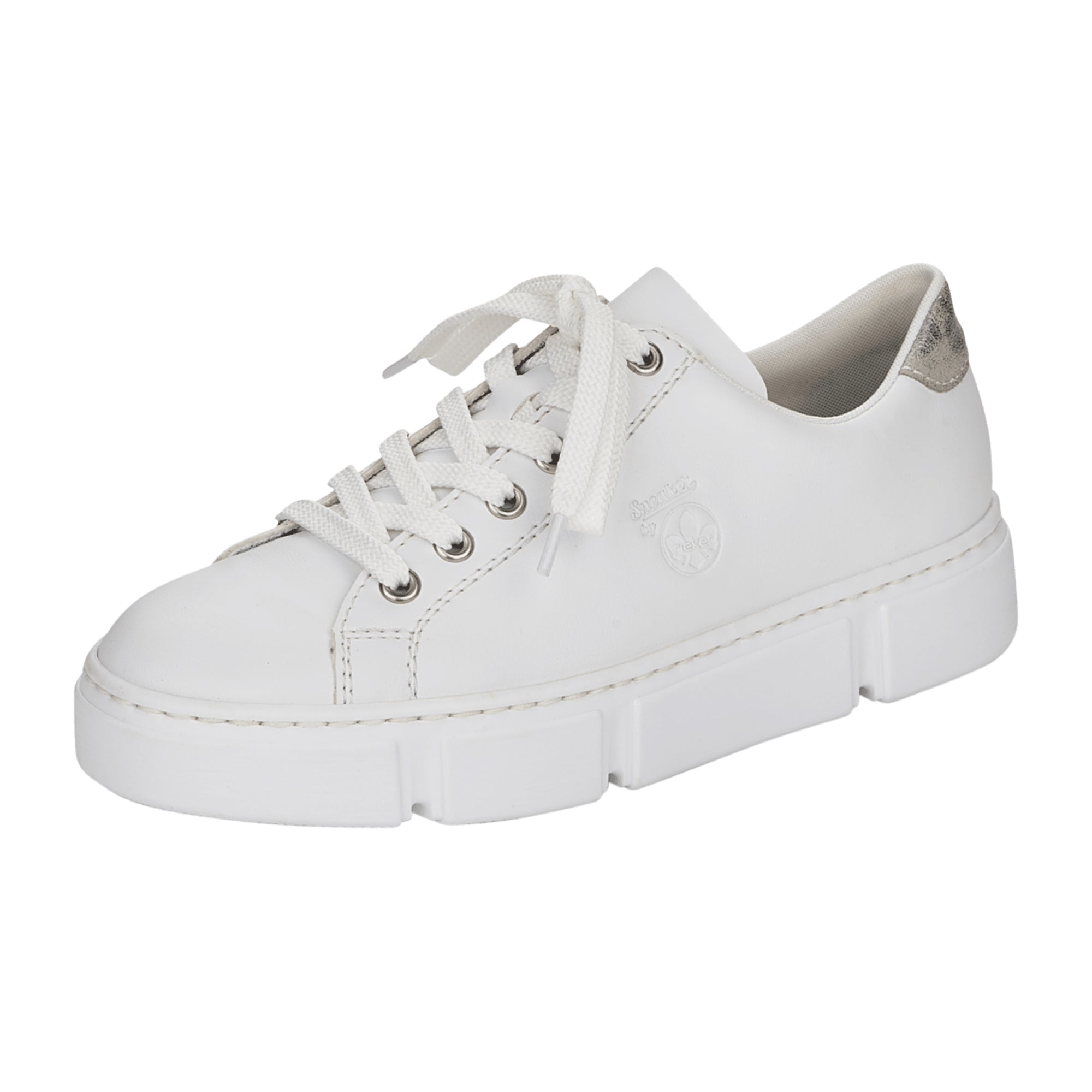 Rieker Women's White Lace-Up Sneakers N59W1-80 Comfortable Sporty Shoes