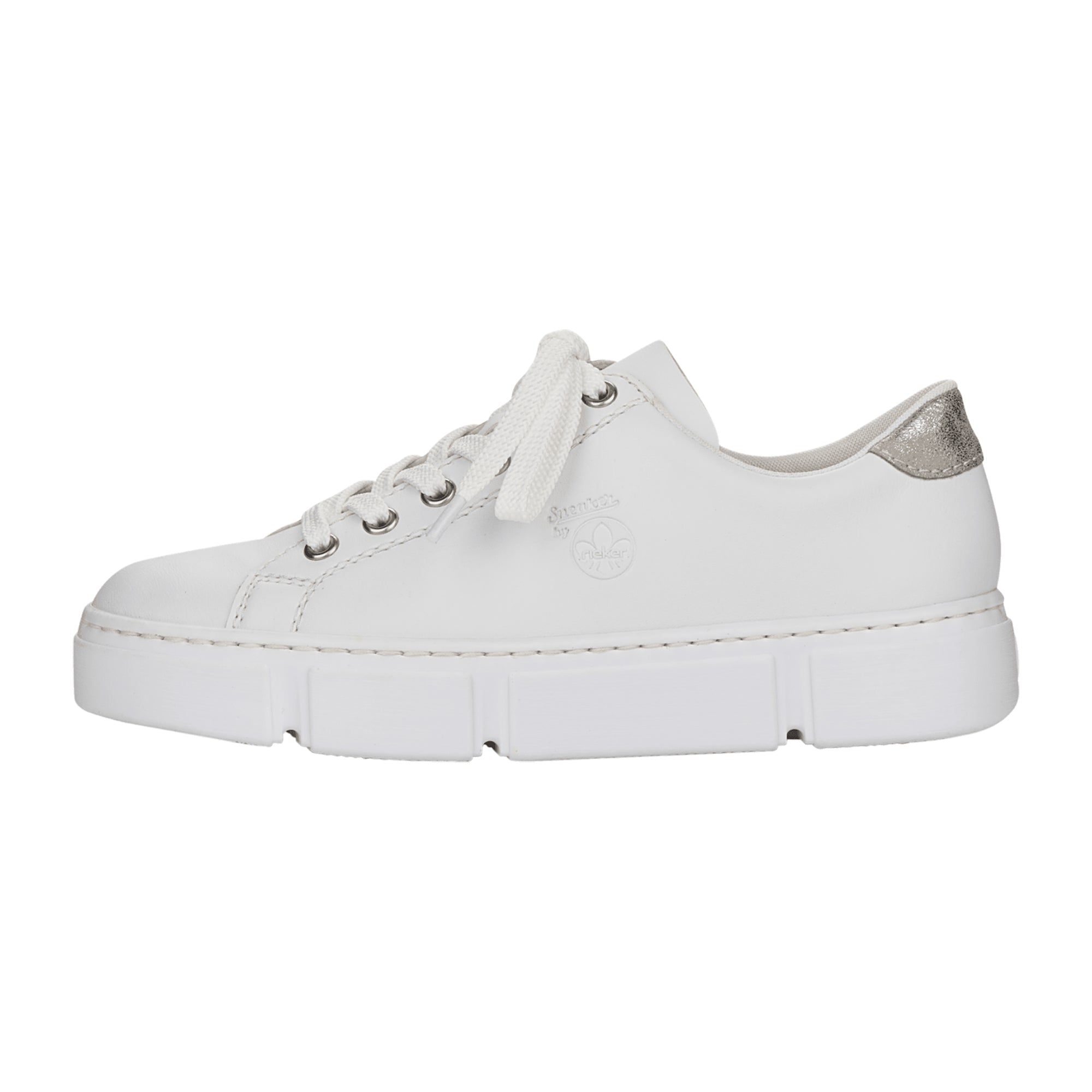 Rieker Women's White Lace-Up Sneakers N59W1-80 Comfortable Sporty Shoes