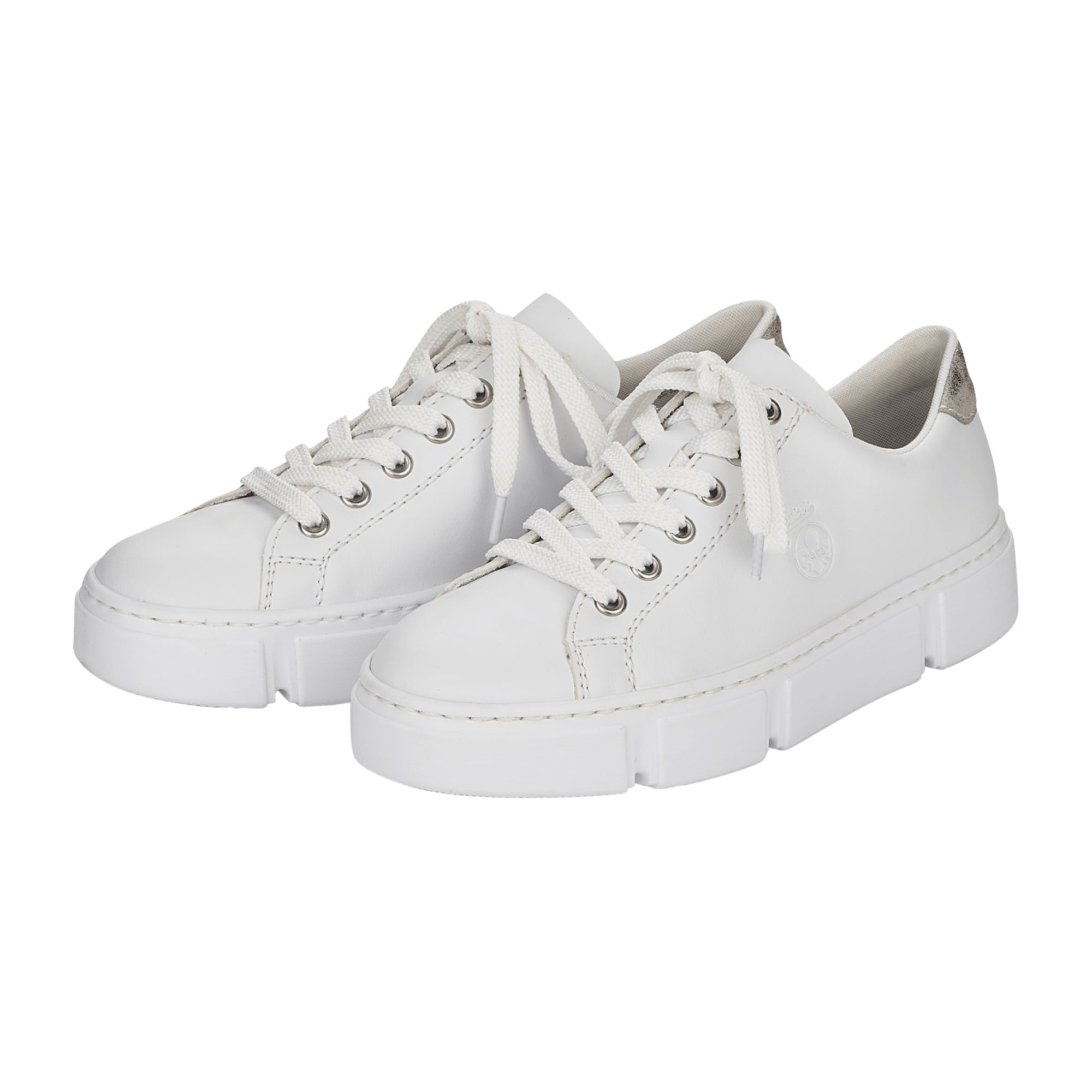Rieker Women's White Lace-Up Sneakers N59W1-80 Comfortable Sporty Shoes