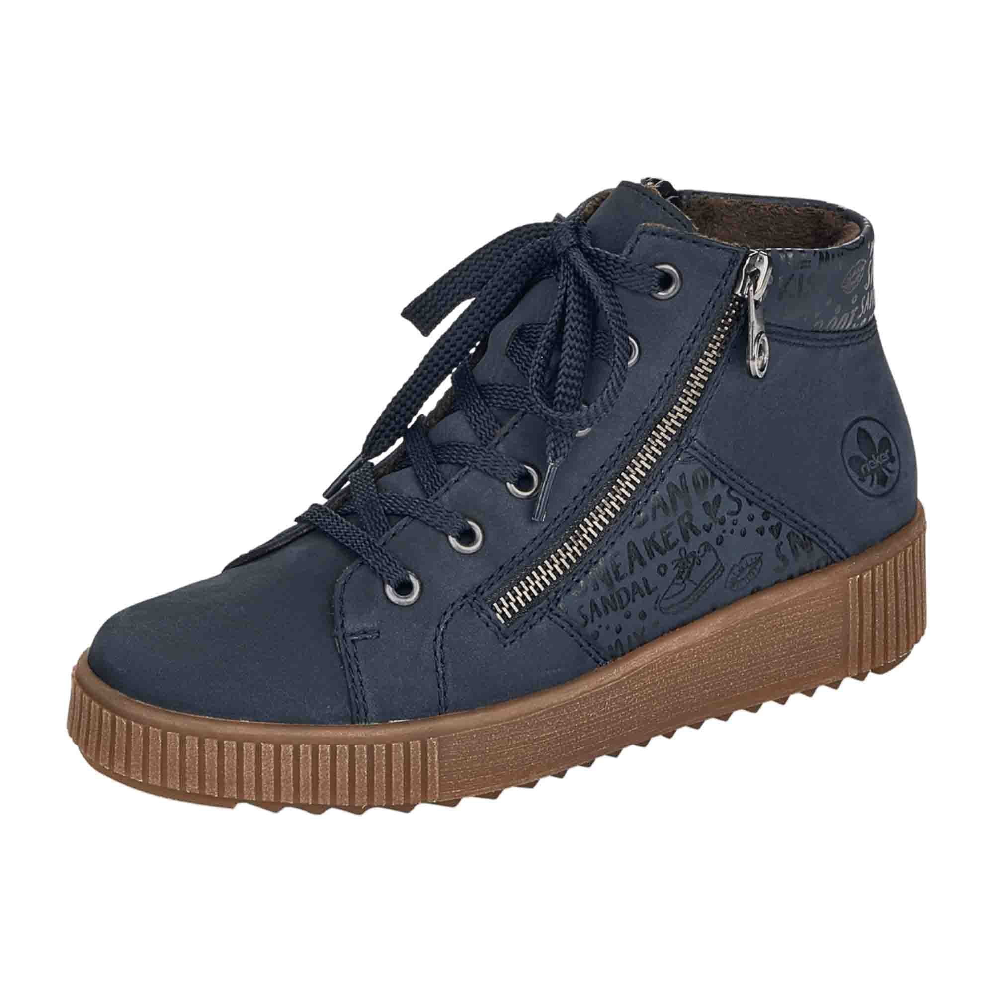 Rieker Women's Lace-Up Boots Blue Fall Winter Fashion Comfortable Footwear