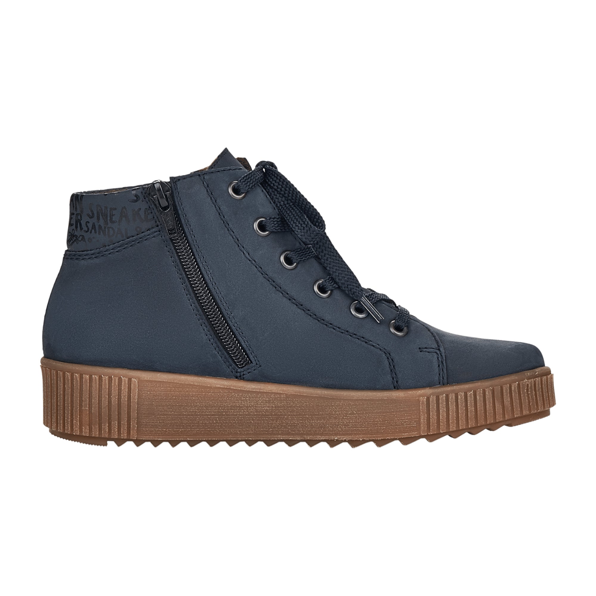 Rieker Women's Lace-Up Boots Blue Fall Winter Fashion Comfortable Footwear