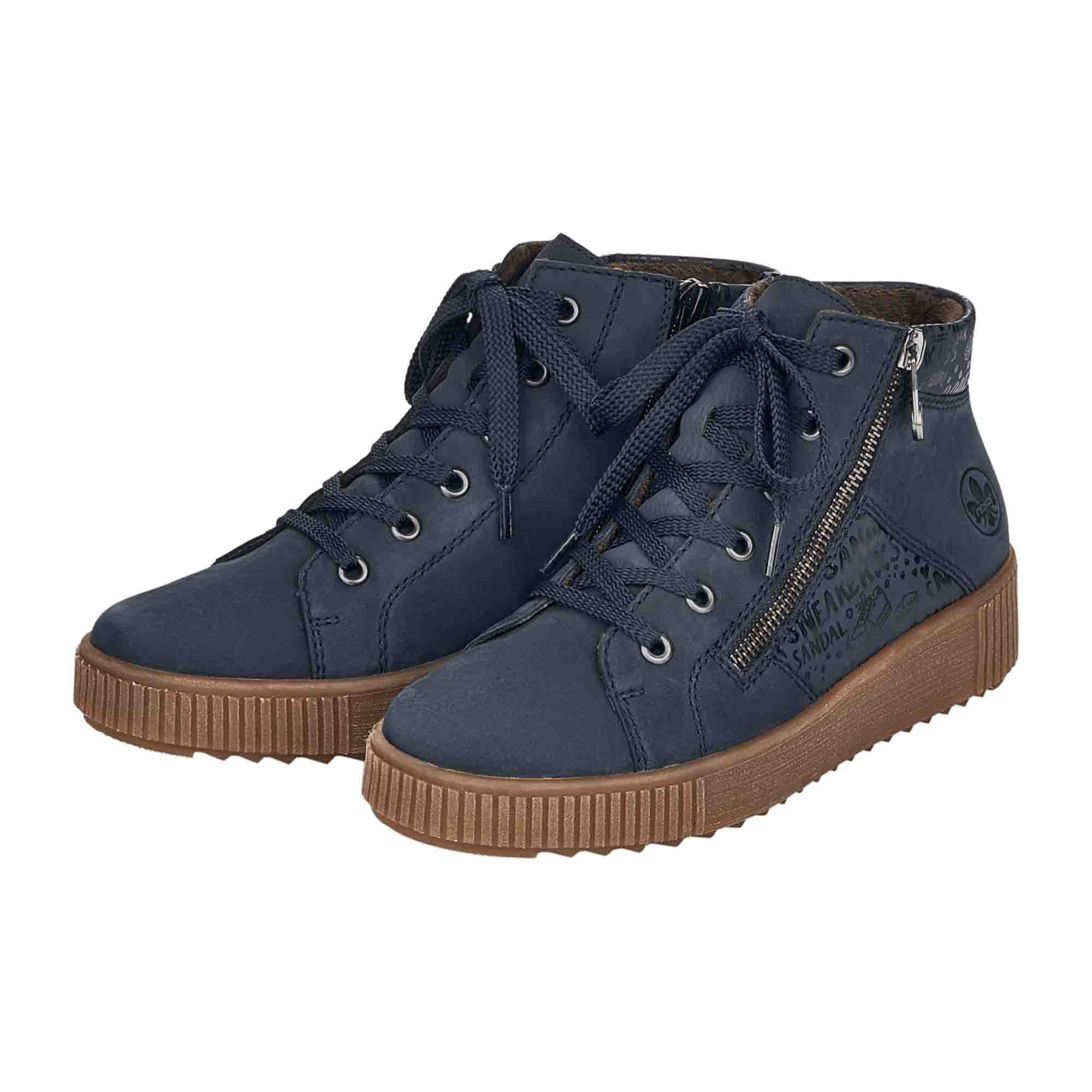 Rieker Women's Lace-Up Boots Blue Fall Winter Fashion Comfortable Footwear