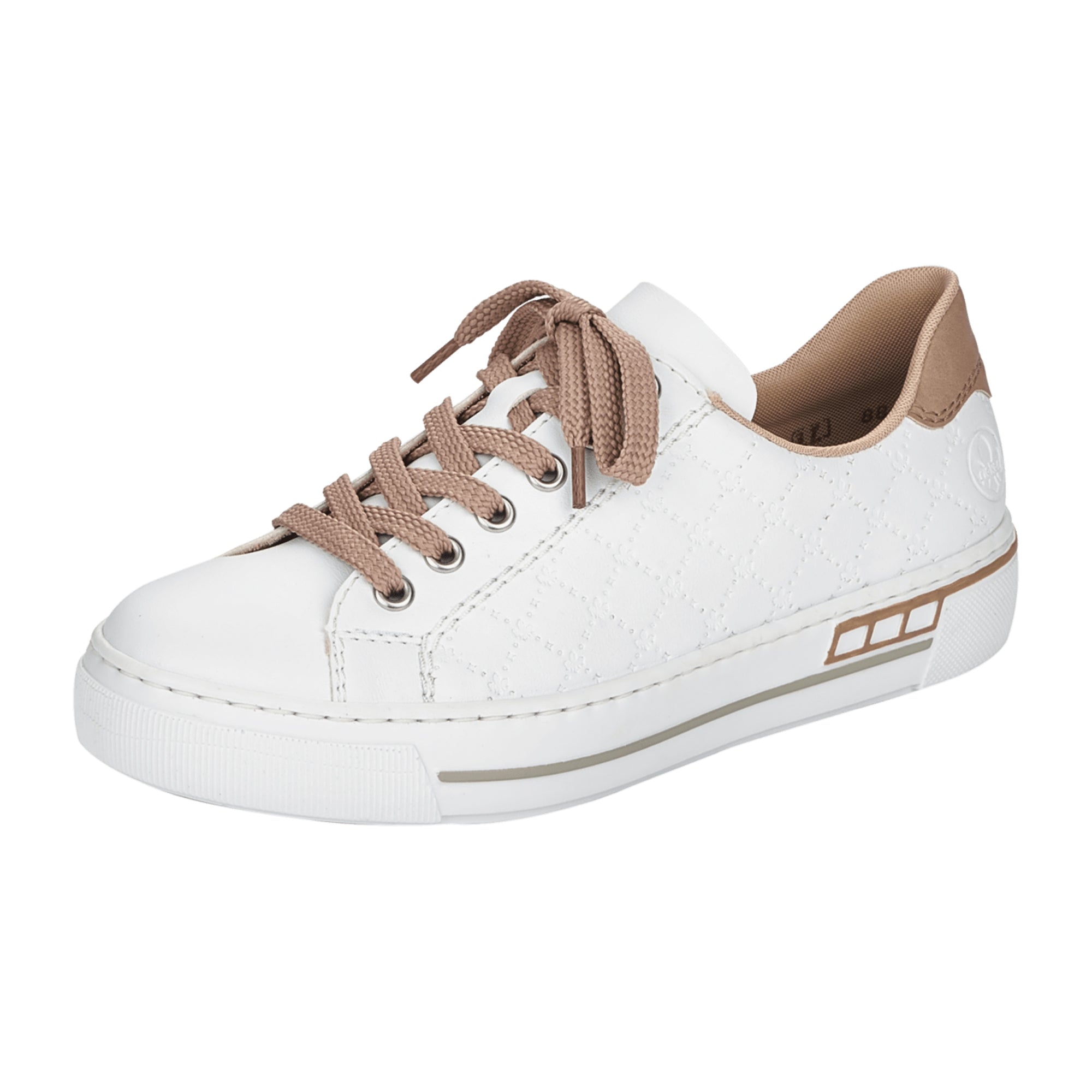 Rieker Women's White Comfortable Lace-Up Sneakers Lightweight Shock-Absorbing