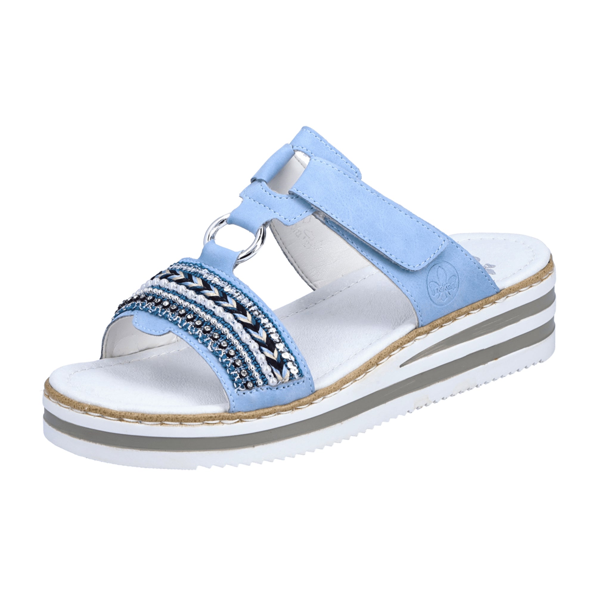 Rieker Women's Blue Sandals with Comfort Strap and Cushioned Sole