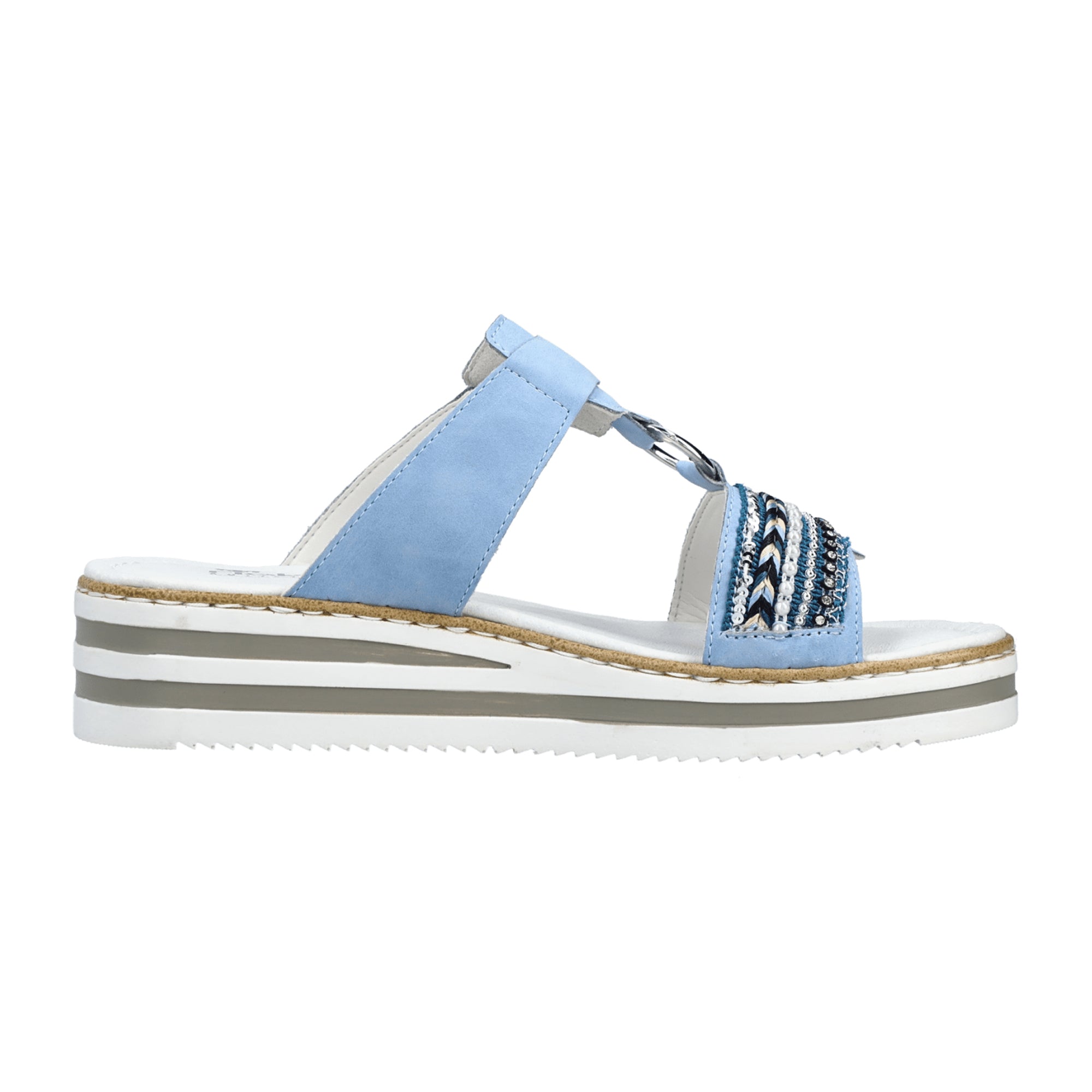 Rieker Women's Blue Sandals with Comfort Strap and Cushioned Sole