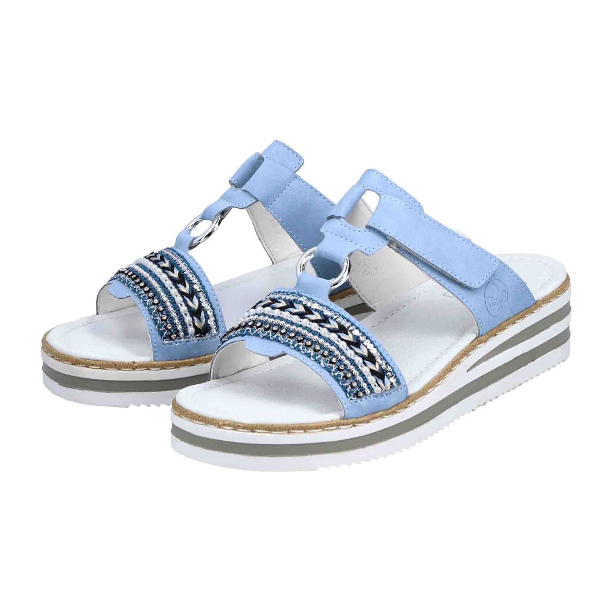 Rieker Women's Blue Sandals with Comfort Strap and Cushioned Sole