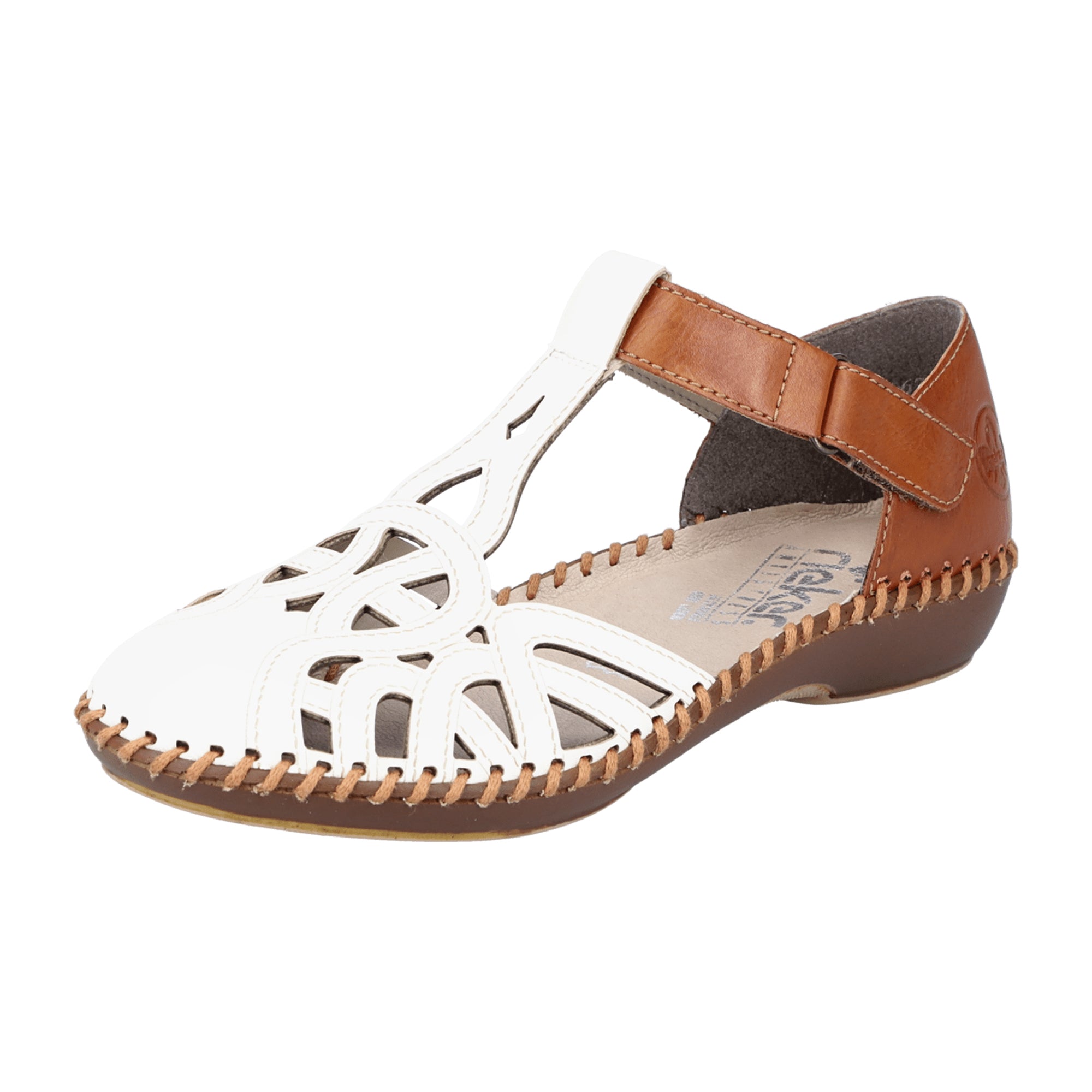 Rieker Women's White Sandals M1678-80 with Comfortable Fit and Velcro Closure