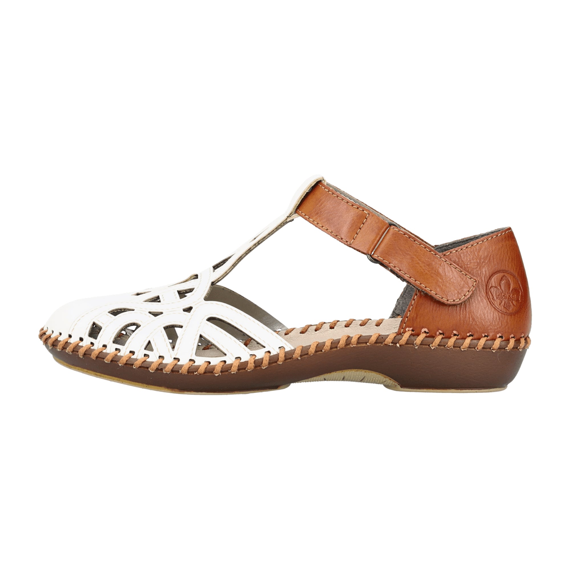 Rieker Women's White Sandals M1678-80 with Comfortable Fit and Velcro Closure
