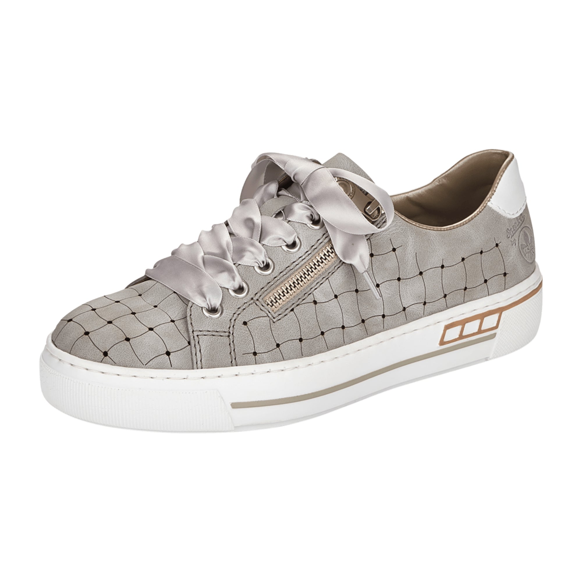 Rieker Gray Lace-Up Sneakers for Women - Comfortable, Removable Insole