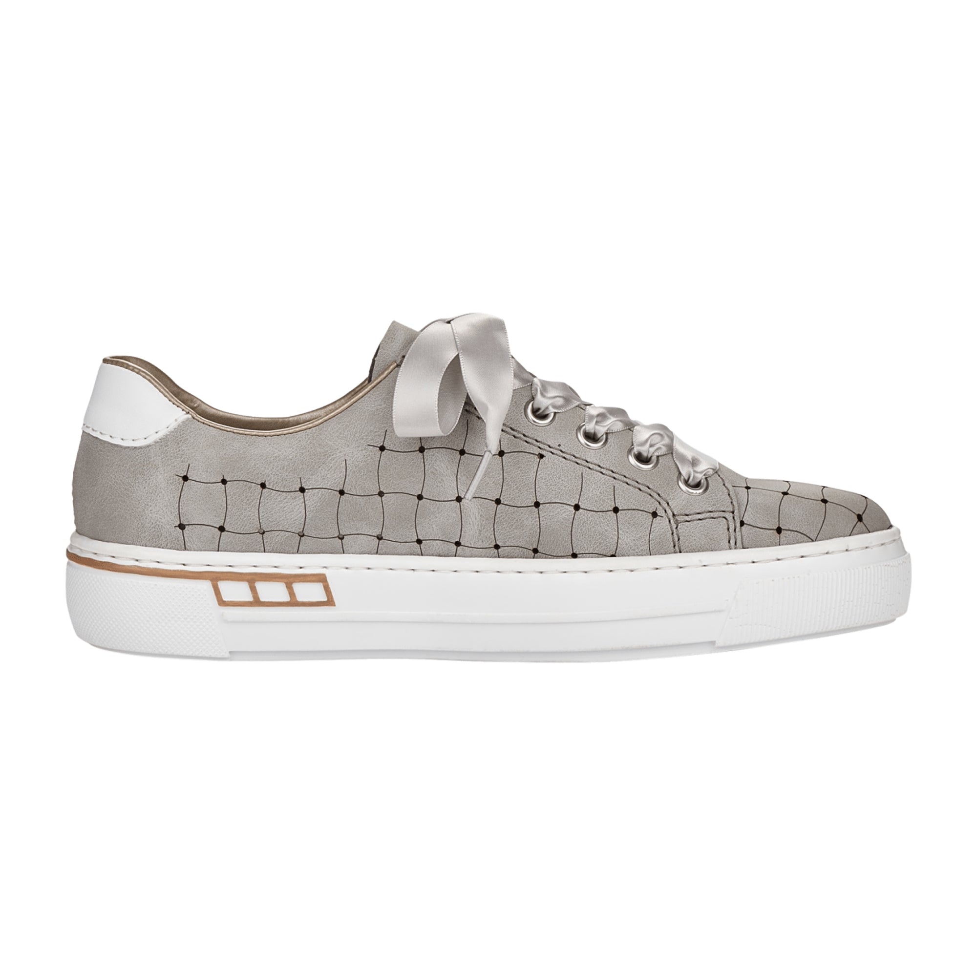 Rieker Gray Lace-Up Sneakers for Women - Comfortable, Removable Insole