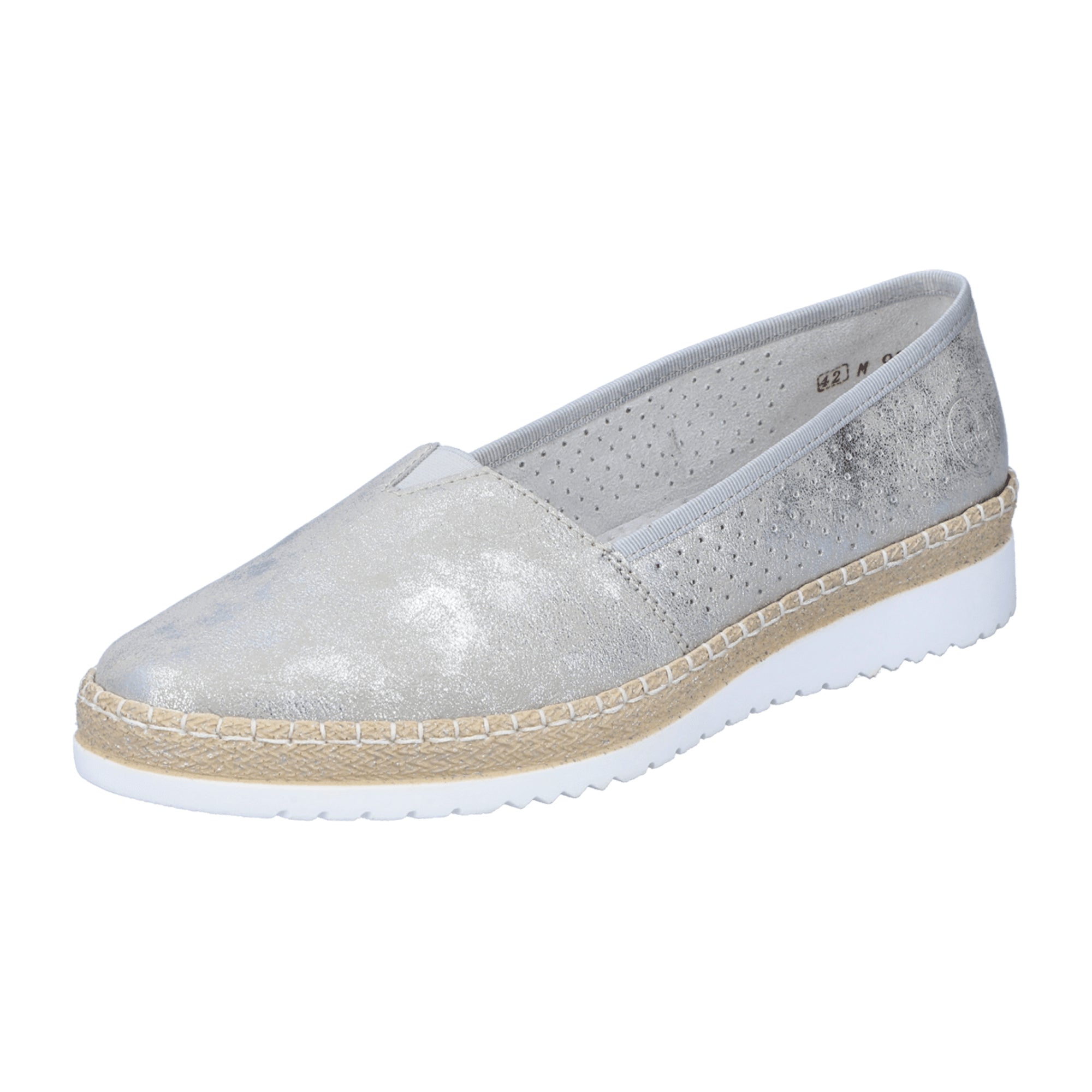 Rieker M927040 Grey Women's Slip-On Shoes with Comfort Wedge Sole
