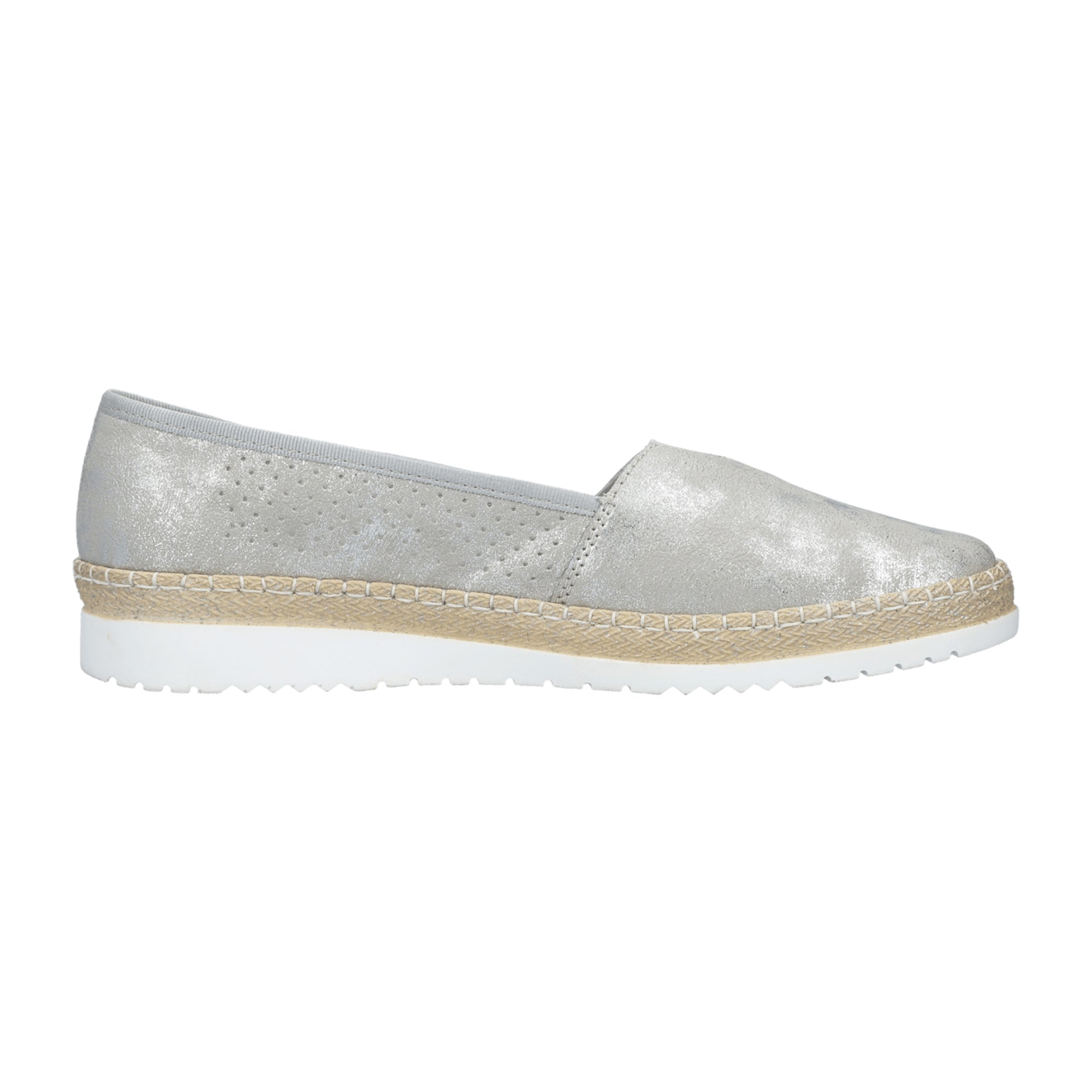 Rieker M927040 Grey Women's Slip-On Shoes with Comfort Wedge Sole