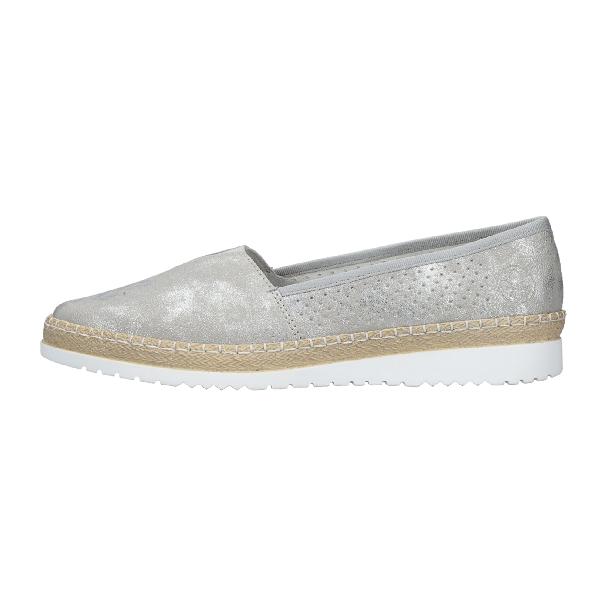 Rieker M927040 Grey Women's Slip-On Shoes with Comfort Wedge Sole