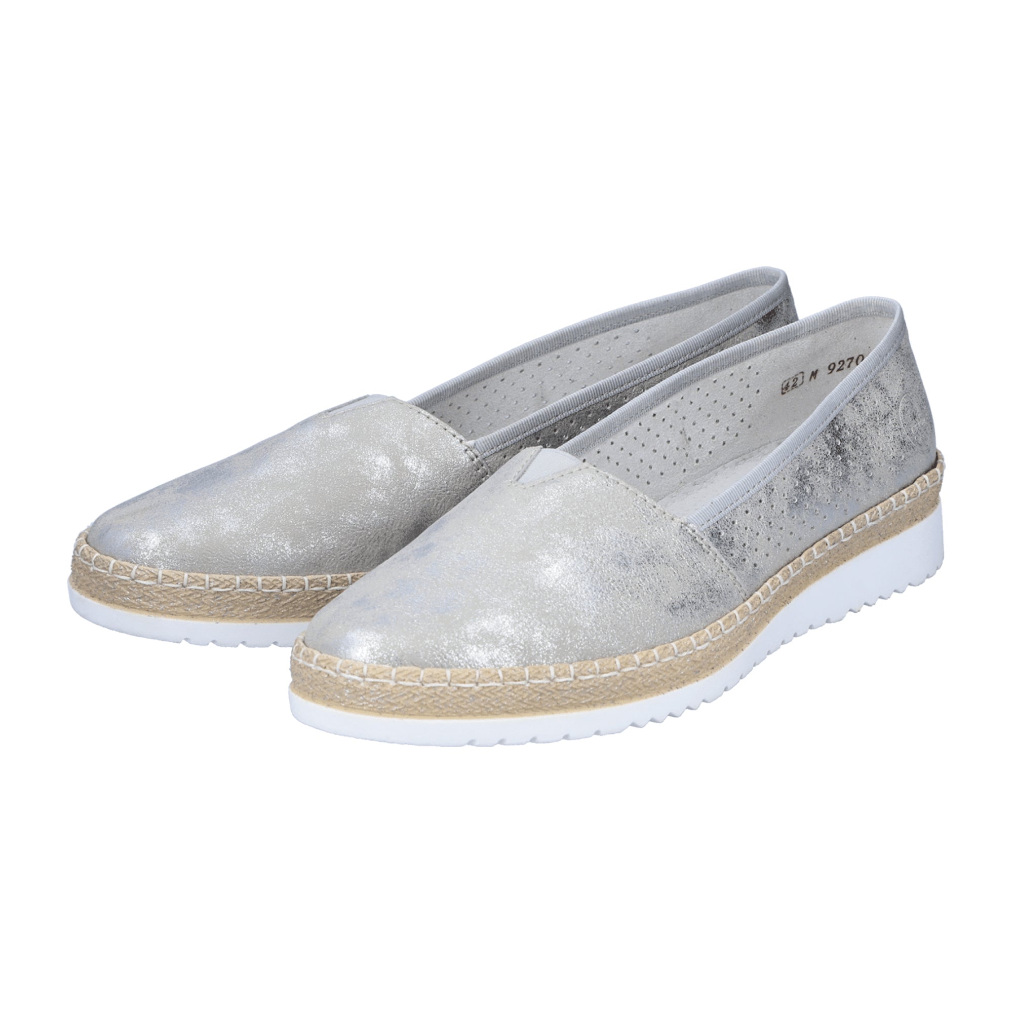 Rieker M927040 Grey Women's Slip-On Shoes with Comfort Wedge Sole