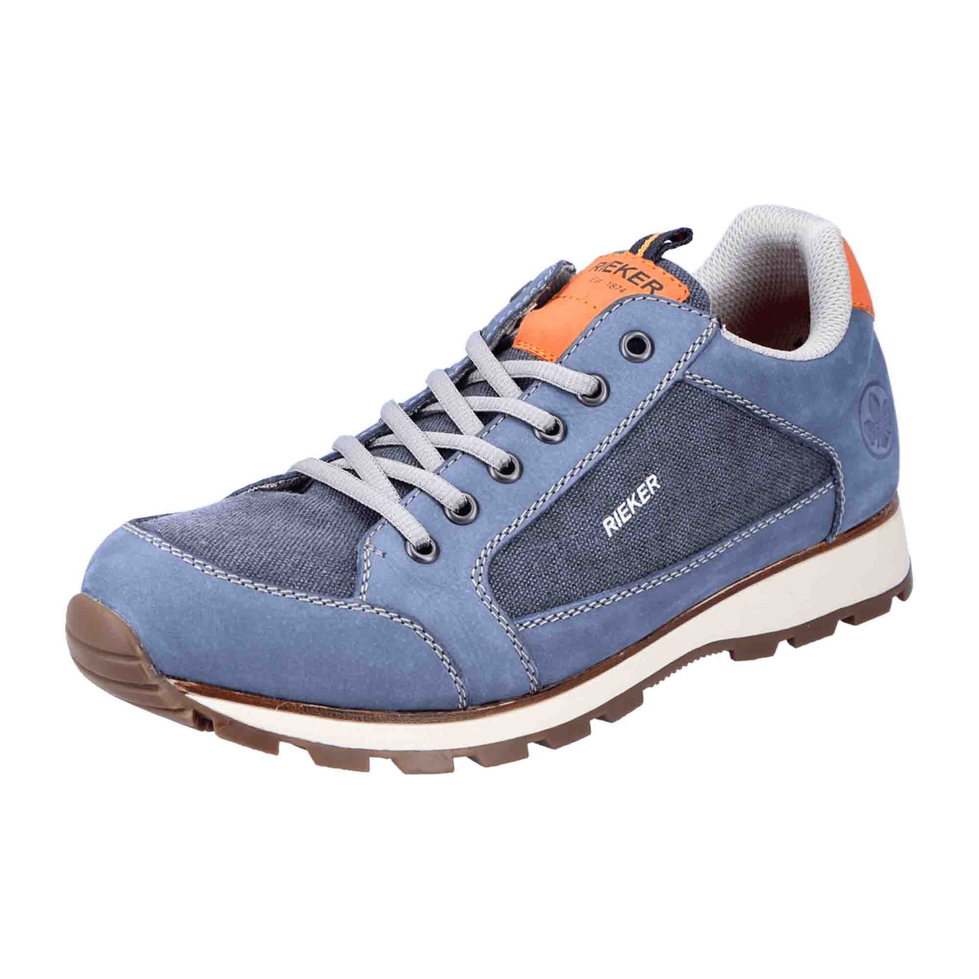 Rieker Men's Blue Leather Lace-Up Shoes Comfortable Casual Sneakers