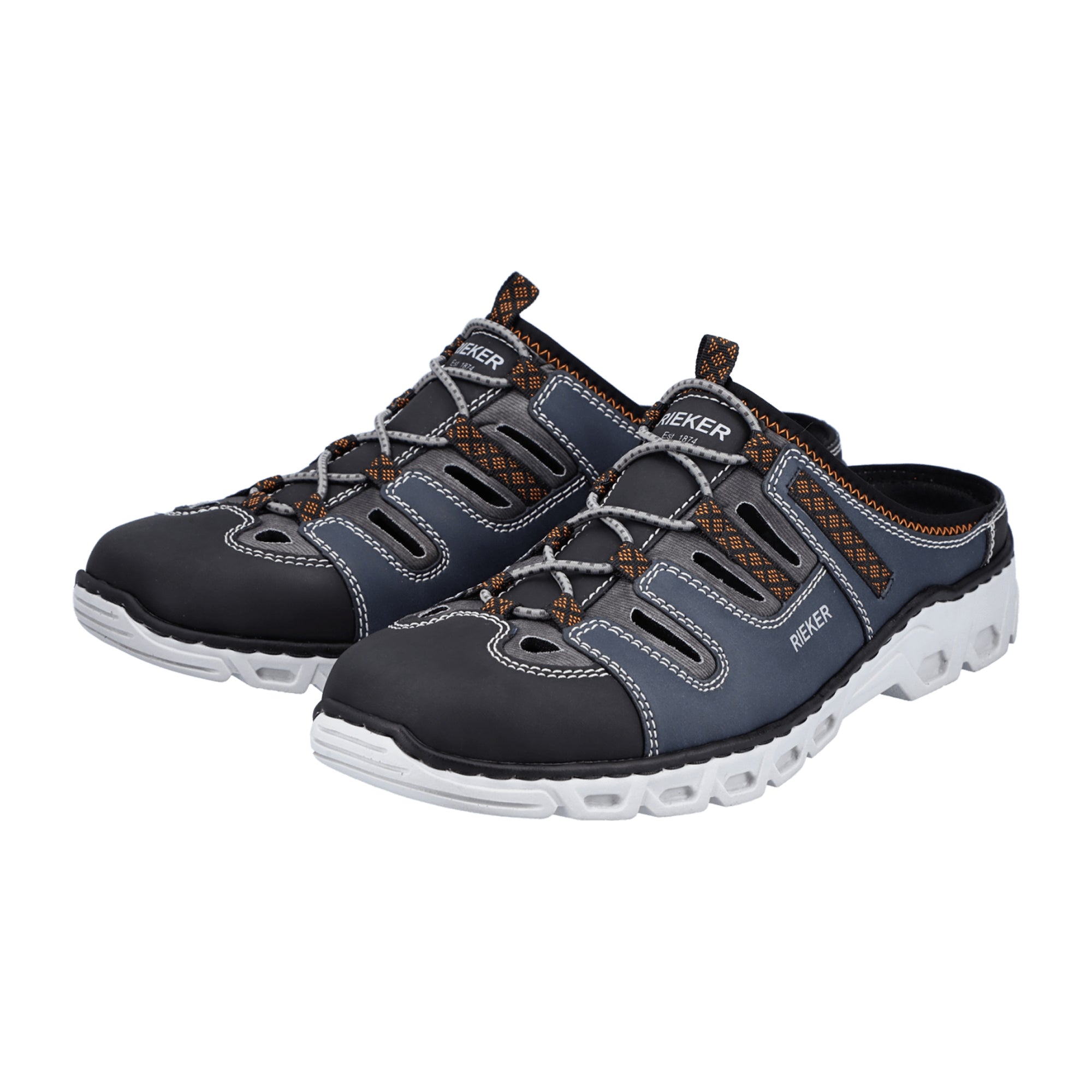 Rieker Men's Blue Clog Shoes Comfortable Slip-On Lightweight Shock Absorbing Sole
