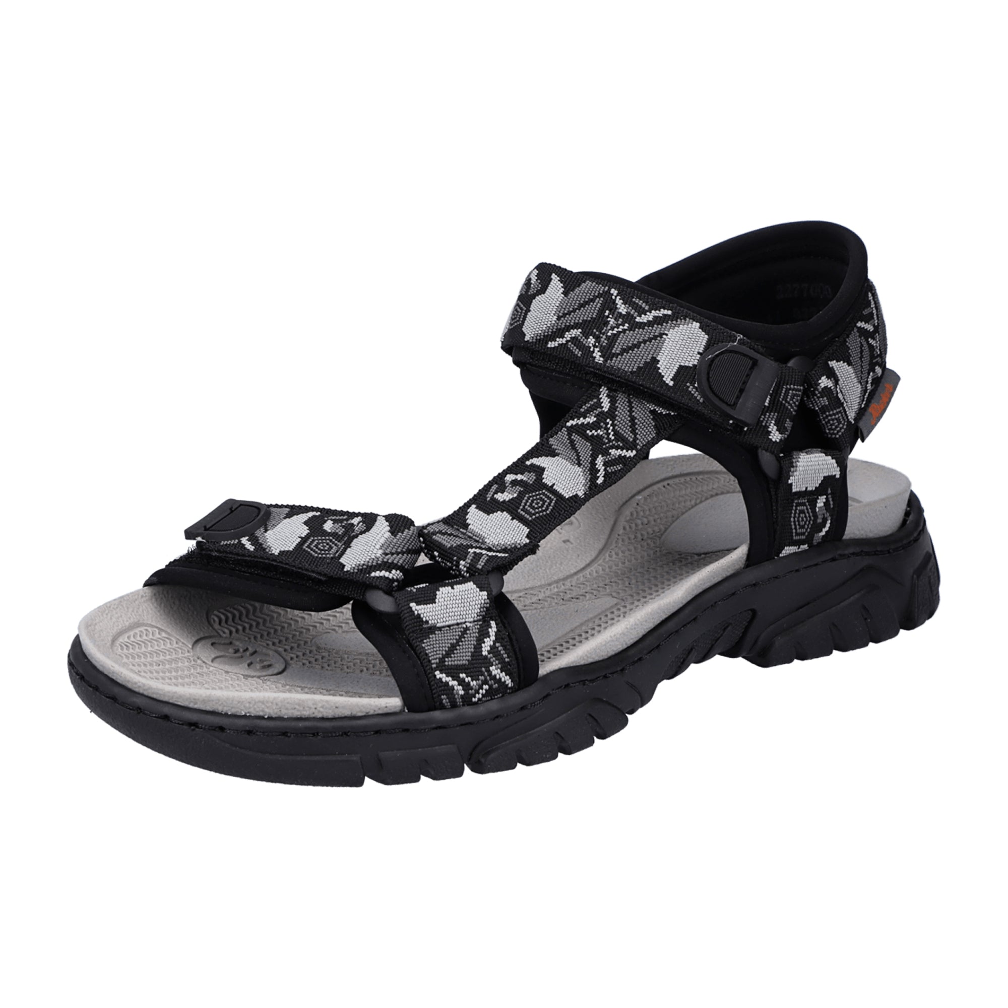 Rieker Black Sandalette with Velcro Strap for Comfort and Grip - Order Online