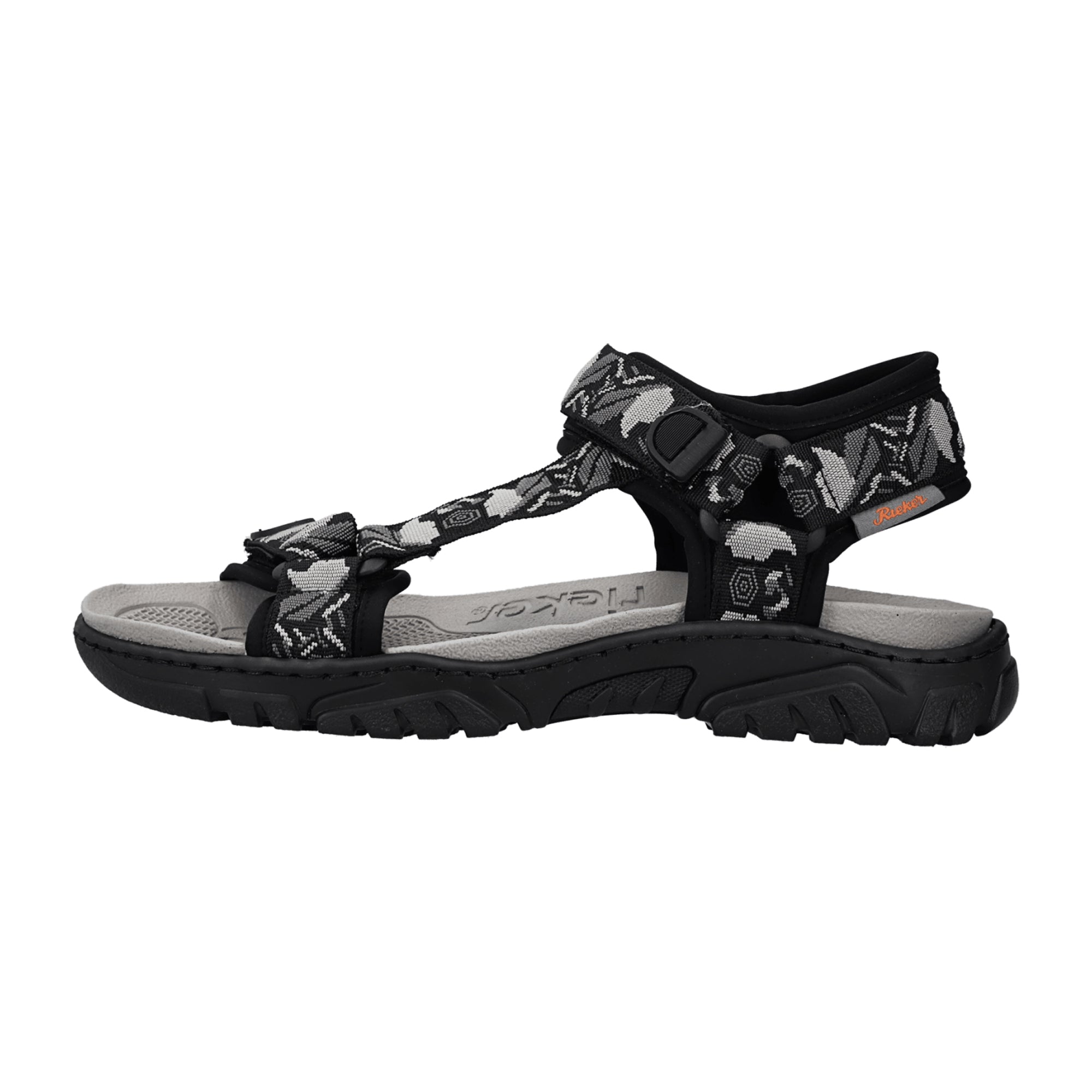 Rieker Black Sandalette with Velcro Strap for Comfort and Grip - Order Online