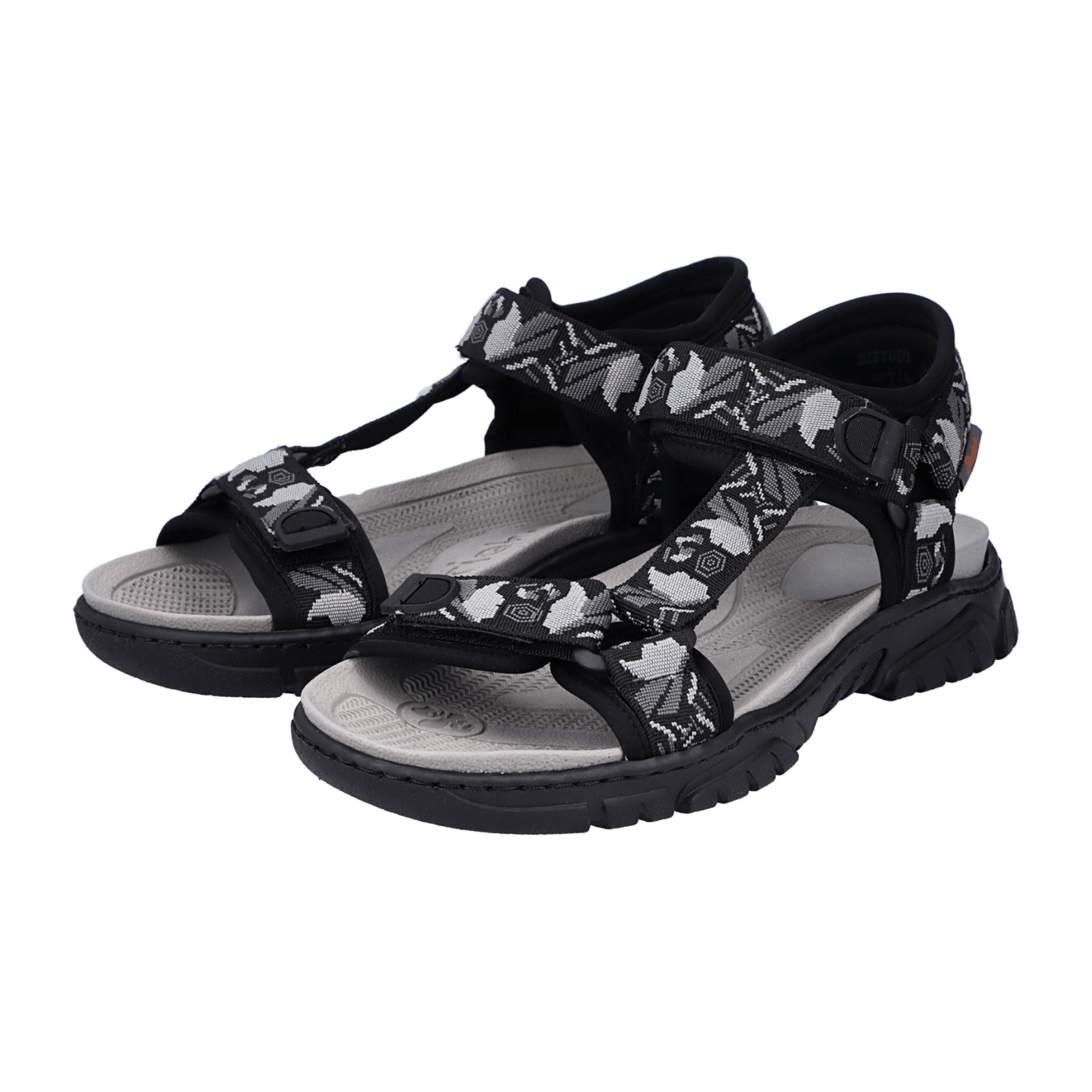 Rieker Black Sandalette with Velcro Strap for Comfort and Grip - Order Online