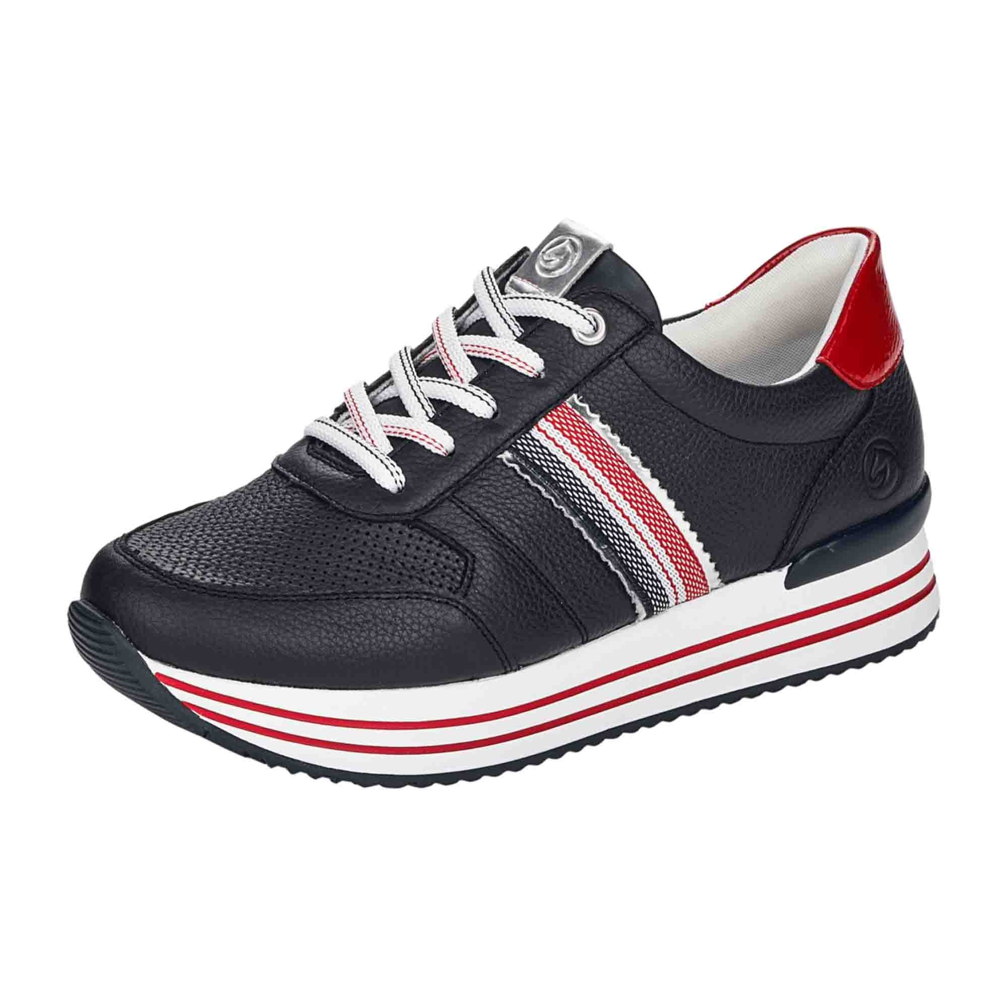 Women's Extra Wide Blue Leather Comfort Lace-Up Shoes by Remonte